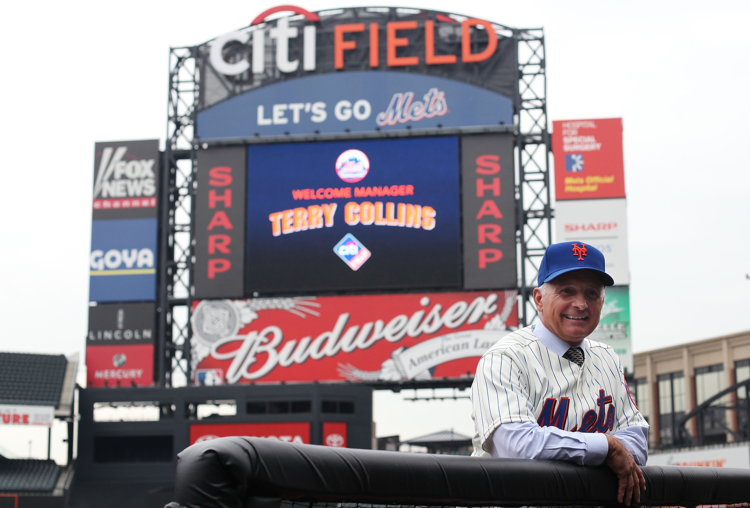 NEW YORK - NOVEMBER 23:  New York Mets new manager Terry Collins poses for photographs in the dugout after a press conference at Citi Field on November 23, 2010 in the Flushing neighborhood, of the Queens borough of New York City.  (Photo by Chris McGrath