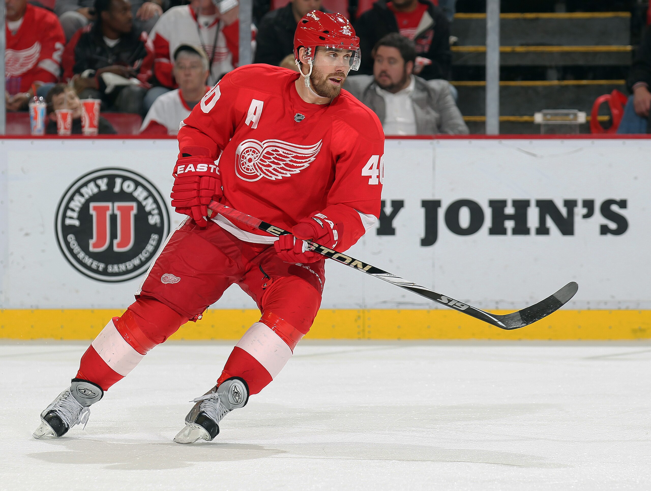 DETROIT, MI - NOVEMBER 19:  Henrik Zetterberg #40 of the Detroit Red Wings skates in a game against the Minnesota Wild on November 19, 2010 at the Joe Louis Arena in Detroit, Michigan. The Wild defeated the Wings 4-3 in overtime. (Photo by Claus Andersen/