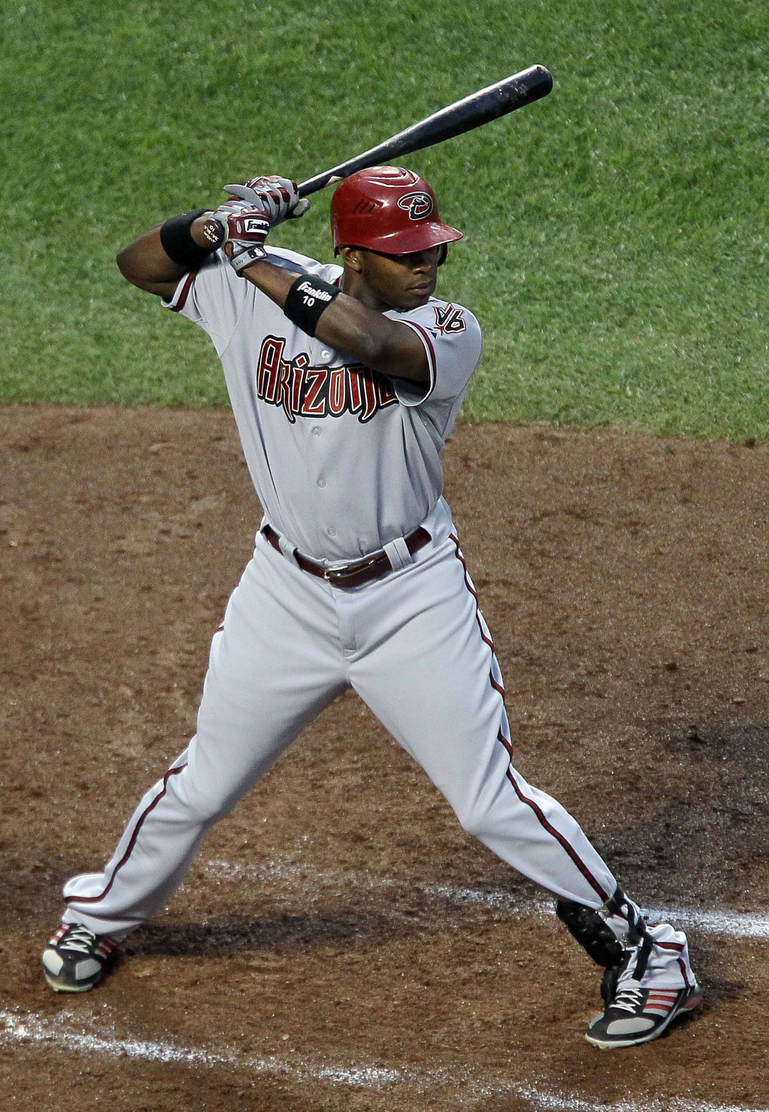 NEW YORK - JULY 31:  Justin Upton #10 of the Arizona Diamondbacks bats against the New York Mets on July 31, 2010 at Citi Field in the Flushing neighborhood of the Queens borough of New York City.  (Photo by Jim McIsaac/Getty Images)