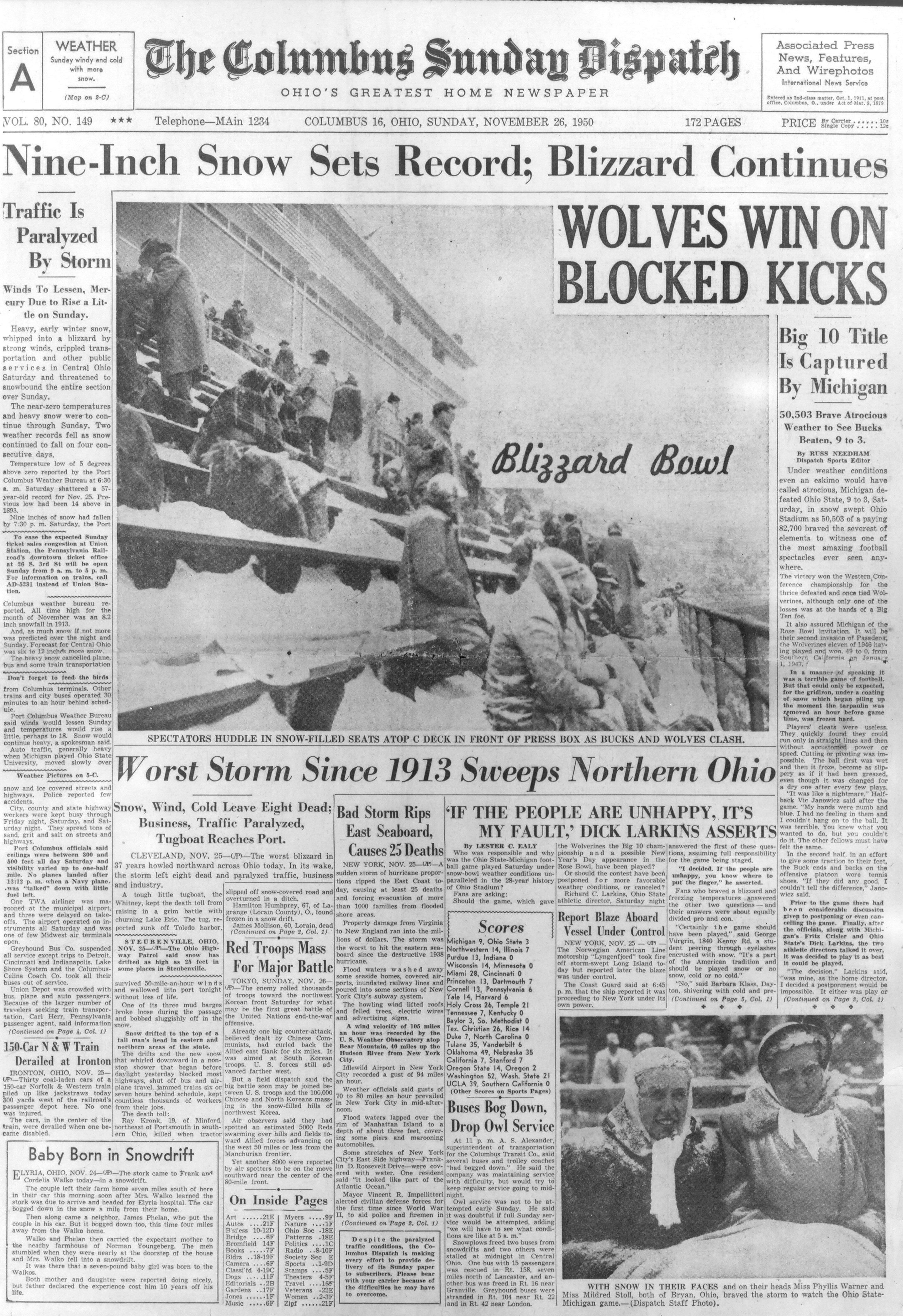 1950 Snow Bowl, originally called the Blizzard Bowl (University of Michigan photo)