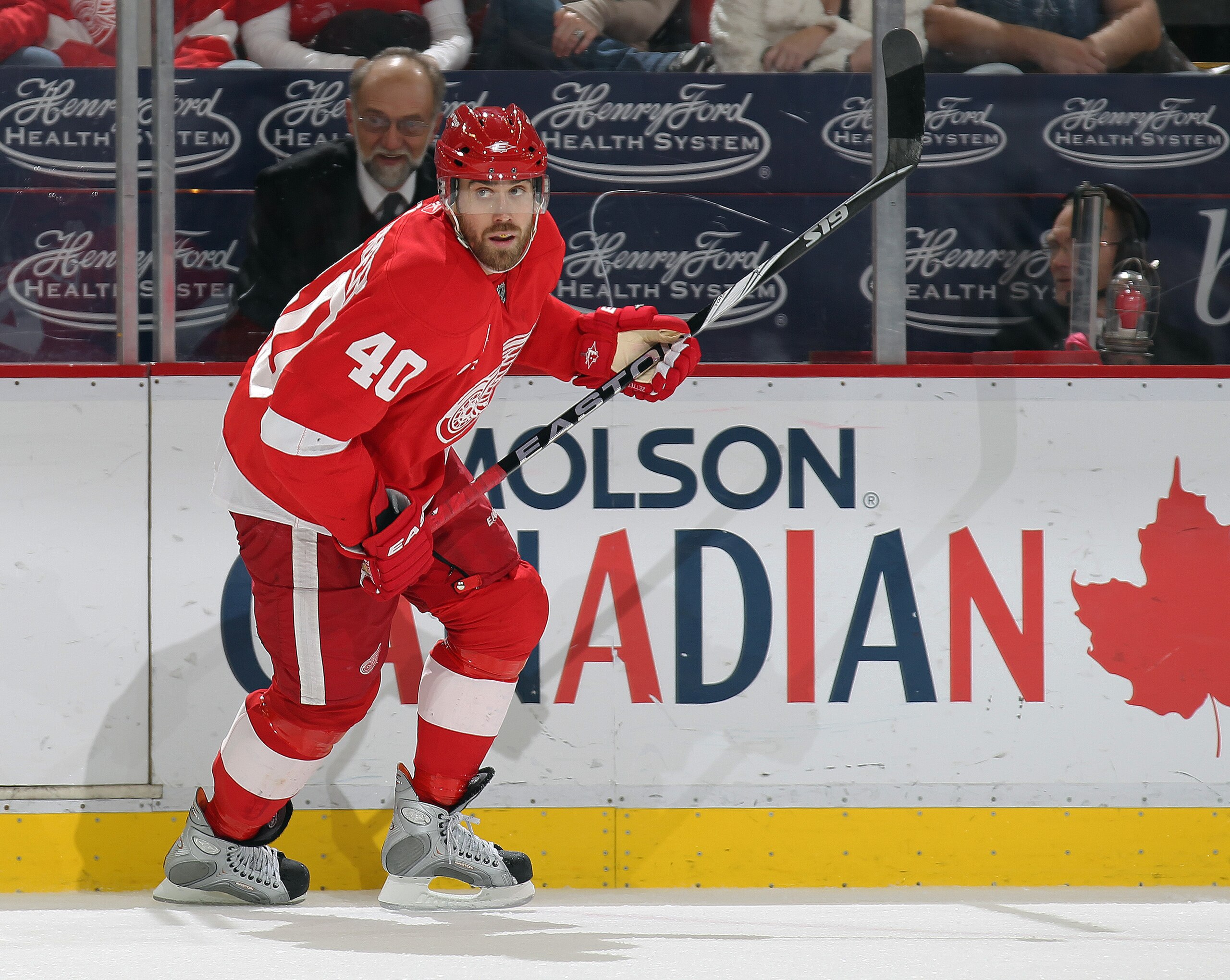 DETROIT, MI - NOVEMBER 19:  Henrik Zetterberg #40 of the Detroit Red Wings skates in a game against the Minnesota Wild on November 19, 2010 at the Joe Louis Arena in Detroit, Michigan. The Wild defeated the Wings 4-3 in overtime. (Photo by Claus Andersen/