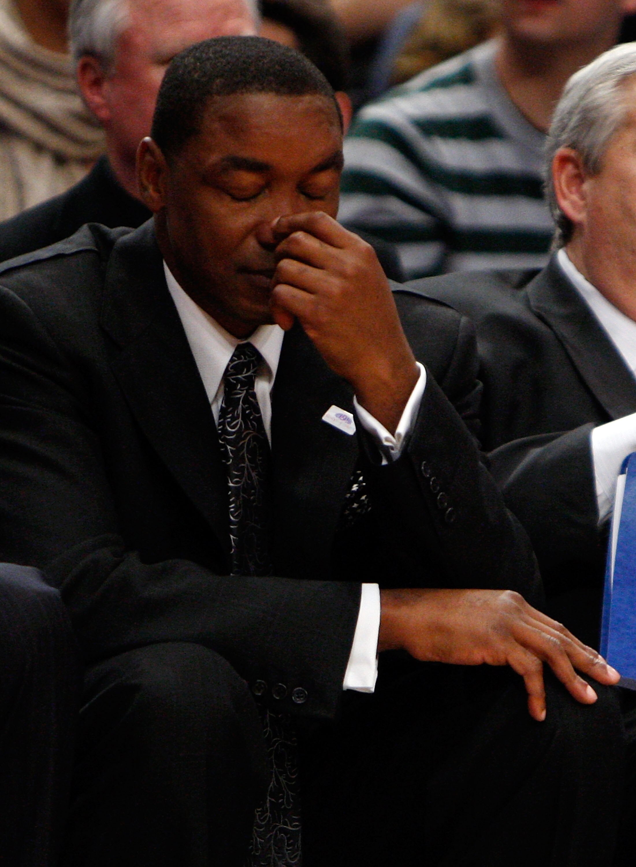 NEW YORK - MARCH 08:  Head coach Isiah Thomas of the New York Knicks watches from the sideline against the Portland Trail Blazers at Madison Square Garden March 8, 2008 in New York City. NOTE TO USER: User expressly acknowledges and agrees that, by downlo