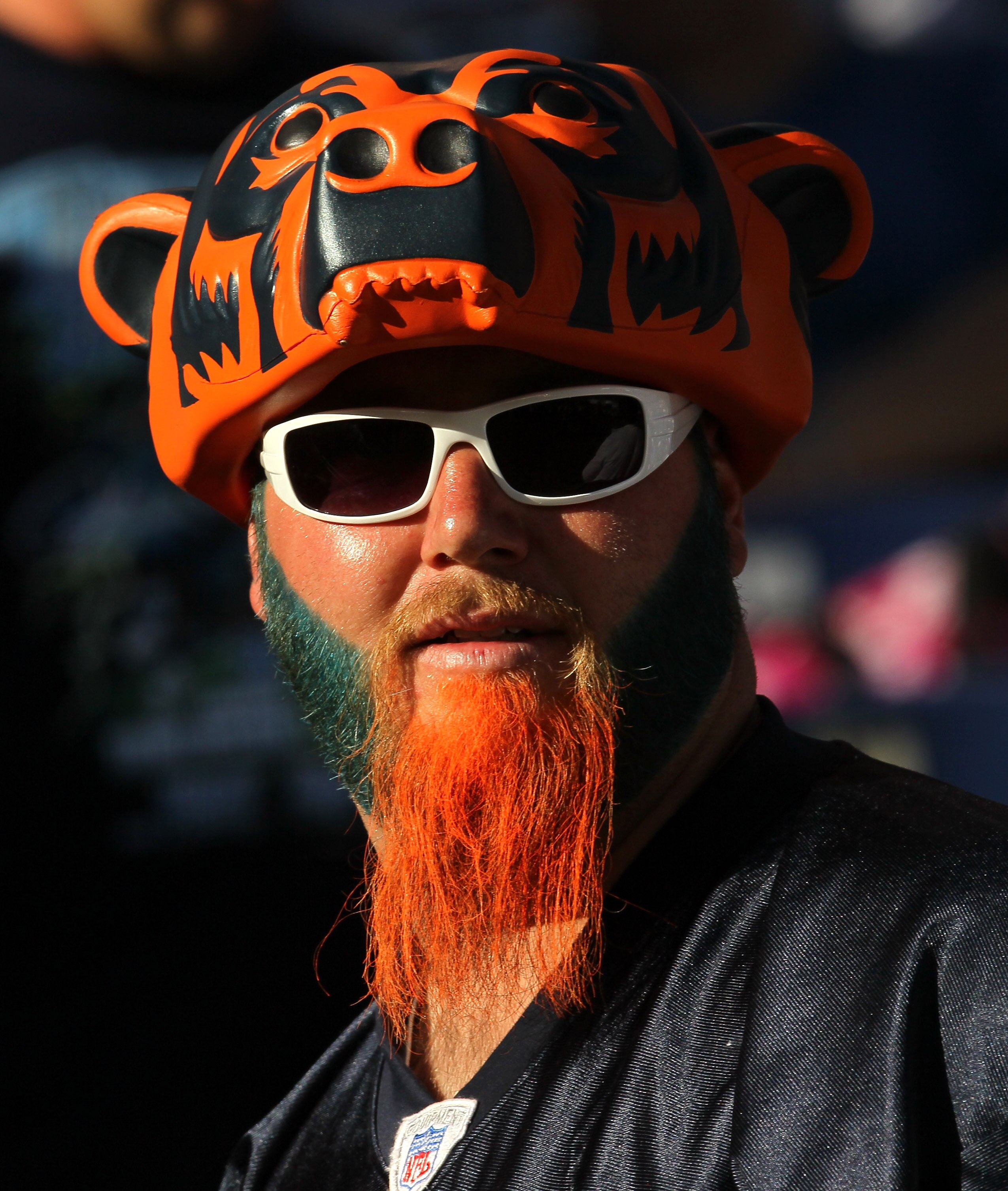 SAN DIEGO - AUGUST 14:  A Bears fan attends the game between the San Diego Chargers and the Chicago Bears on August 14, 2010 at Qualcomm Stadium in San Diego, California.   (Photo by Stephen Dunn/Getty Images)