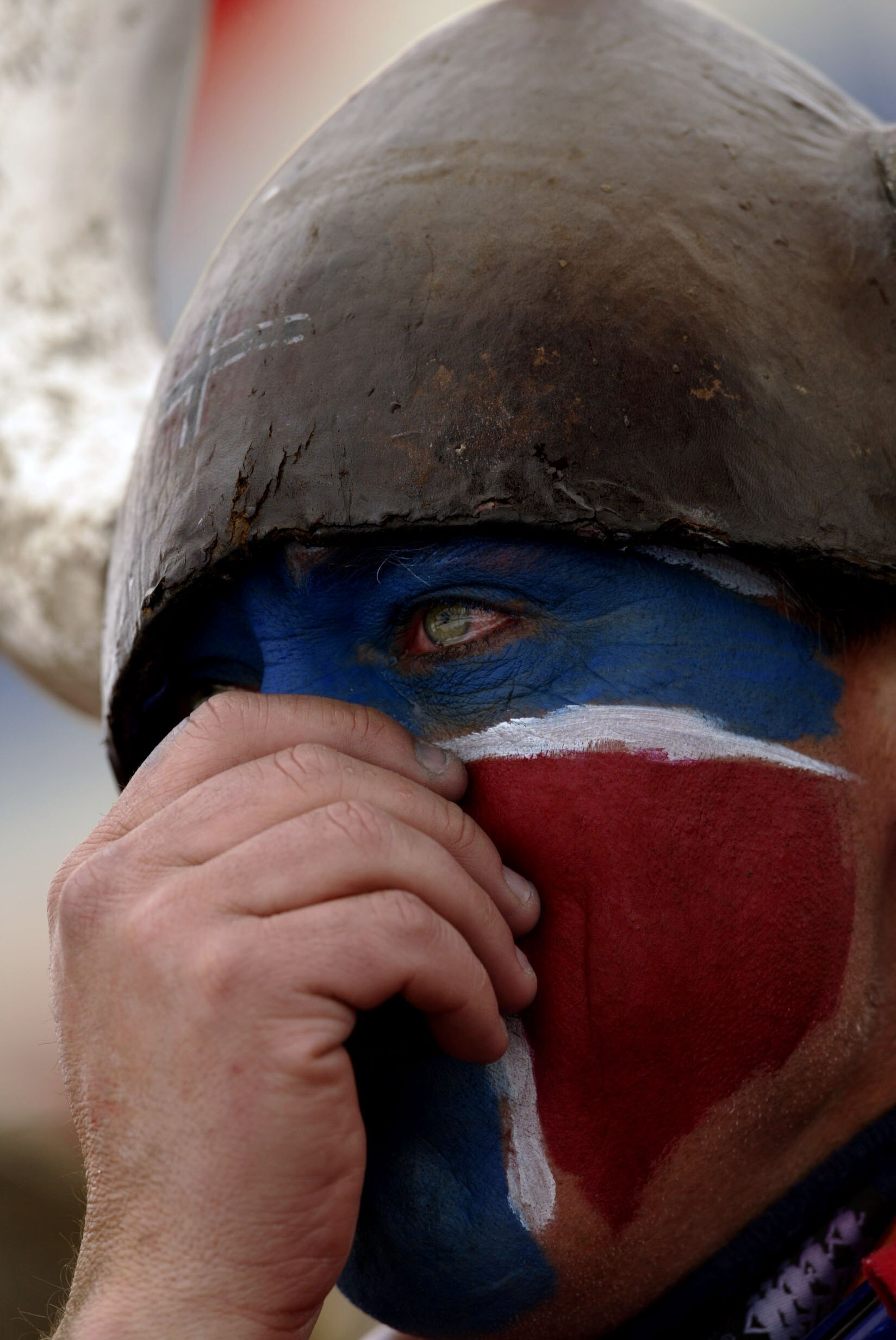 20 Feb 2002:  A tearful moment for the head of the Norwegian Supporters, Morten Hagenstuen, after Norway win gold in the Men's 4x7.5km Biathlon Relay at Soldier Hollow in Heber City during the Salt Lake City Winter Olympic Games in Utah. DIGITAL IMAGE. \
