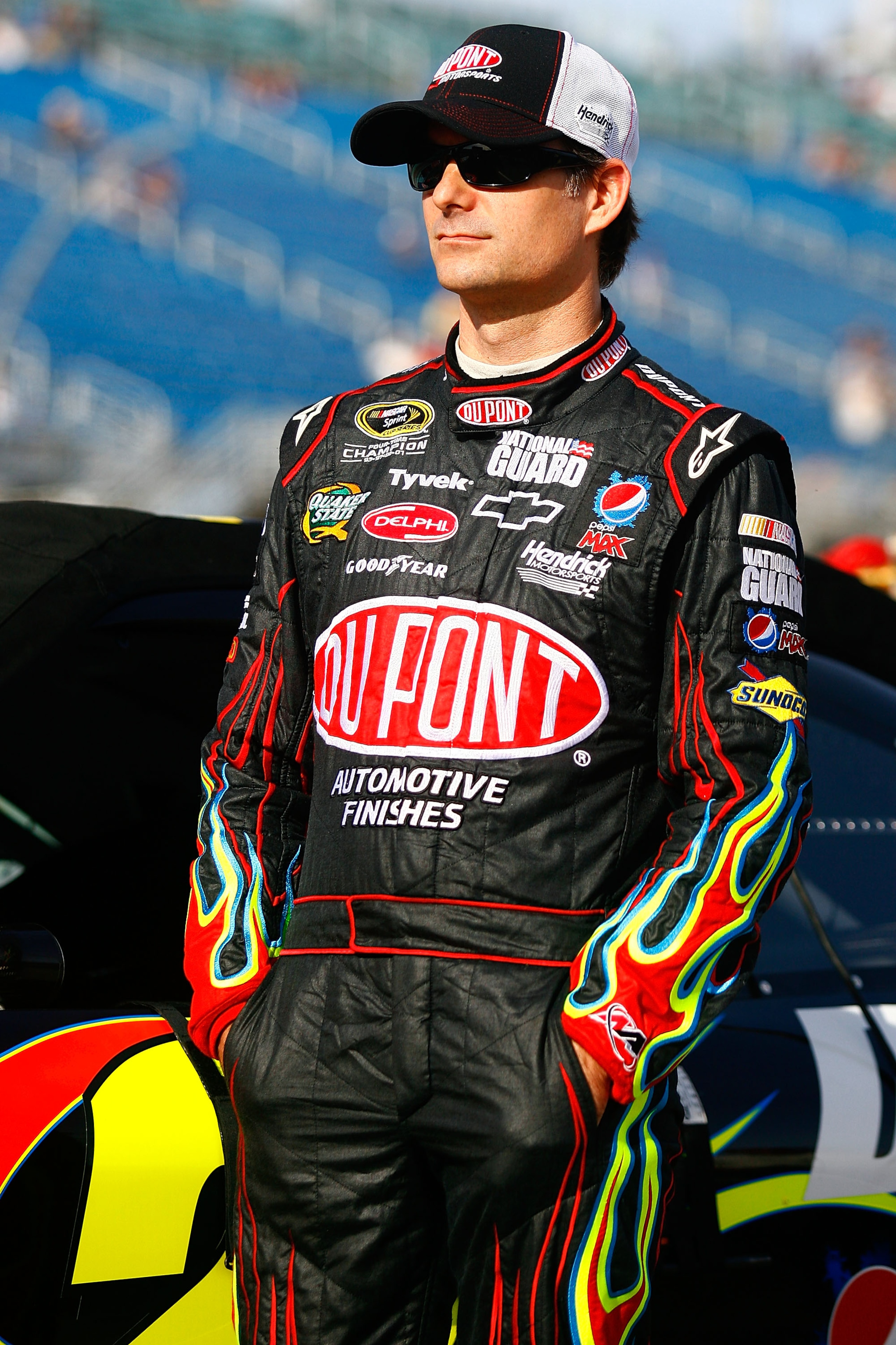 HOMESTEAD, FL - NOVEMBER 19: Jeff Gordon, driver of the #24 DuPont Chevrolet, stands in the grid during qualifying for the NASCAR Sprint Cup Series Ford 400 at Homestead-Miami Speedway on November 19, 2010 in Homestead, Florida. (Photo by Jason Smith/Ge HOMESTEAD, FL - NOVEMBER 19: Jeff Gordon, driver of the #24 DuPont Chevrolet, stands in the grid during qualifying for the NASCAR Sprint Cup Series Ford 400 at Homestead-Miami Speedway on November 19, 2010 in Homestead, Florida. (Photo by Jason Smith/Ge