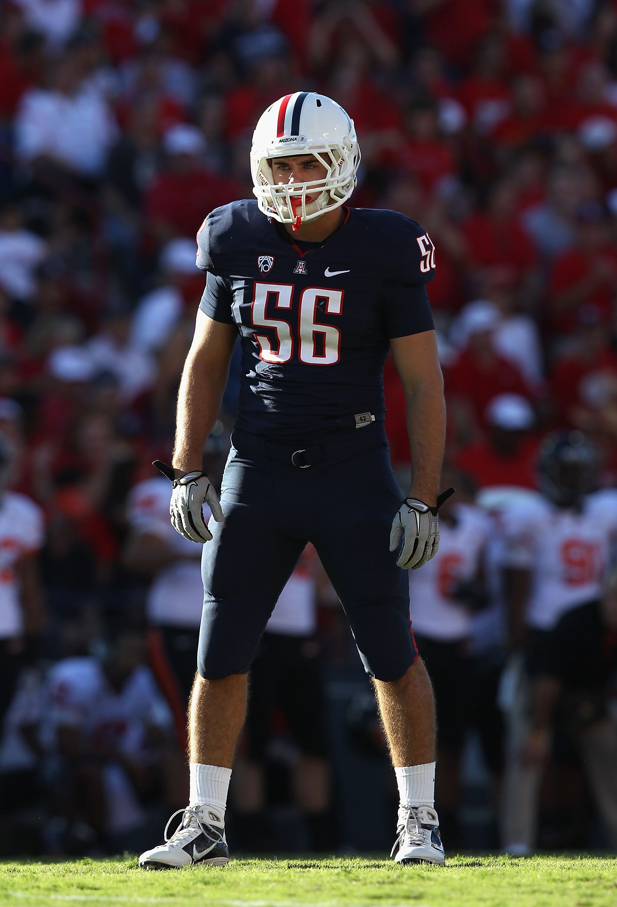 TUCSON, AZ - OCTOBER 09:  Linebacker Michael Collins #56 of the Arizona Wildcats during the college football game against the Oregon State Beavers at Arizona Stadium on October 9, 2010 in Tucson, Arizona. The Beavers defeated the Wildcats 29-27.  (Photo b