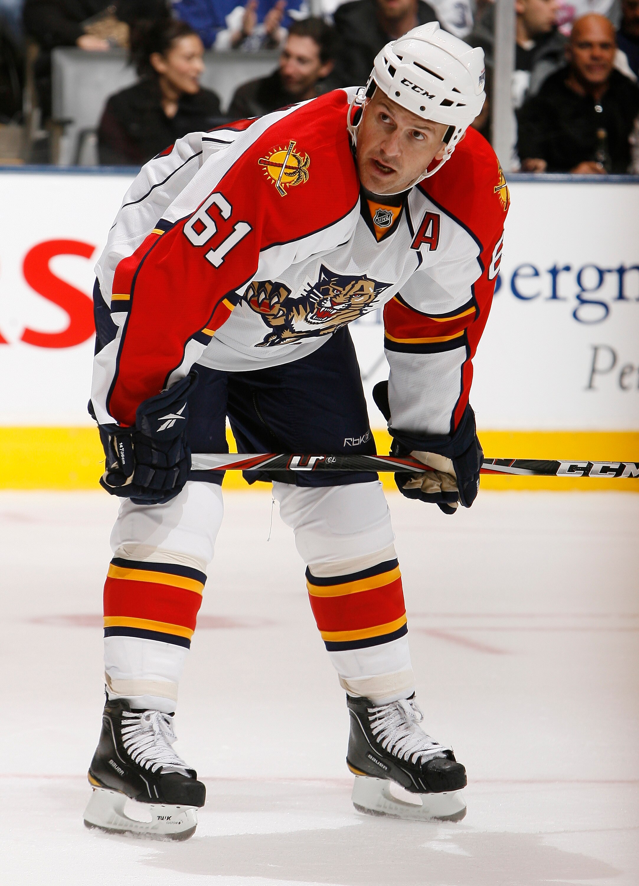 TORONTO - OCTOBER 26: Cory Stillman #61 of the Florida Panthers takes a faceoff during game action against the Toronto Maple Leafs at the Air Canada Centre October 26, 2010 in Toronto, Ontario, Canada. The Leafs won 3-1. (Photo by Abelimages/Getty Images)