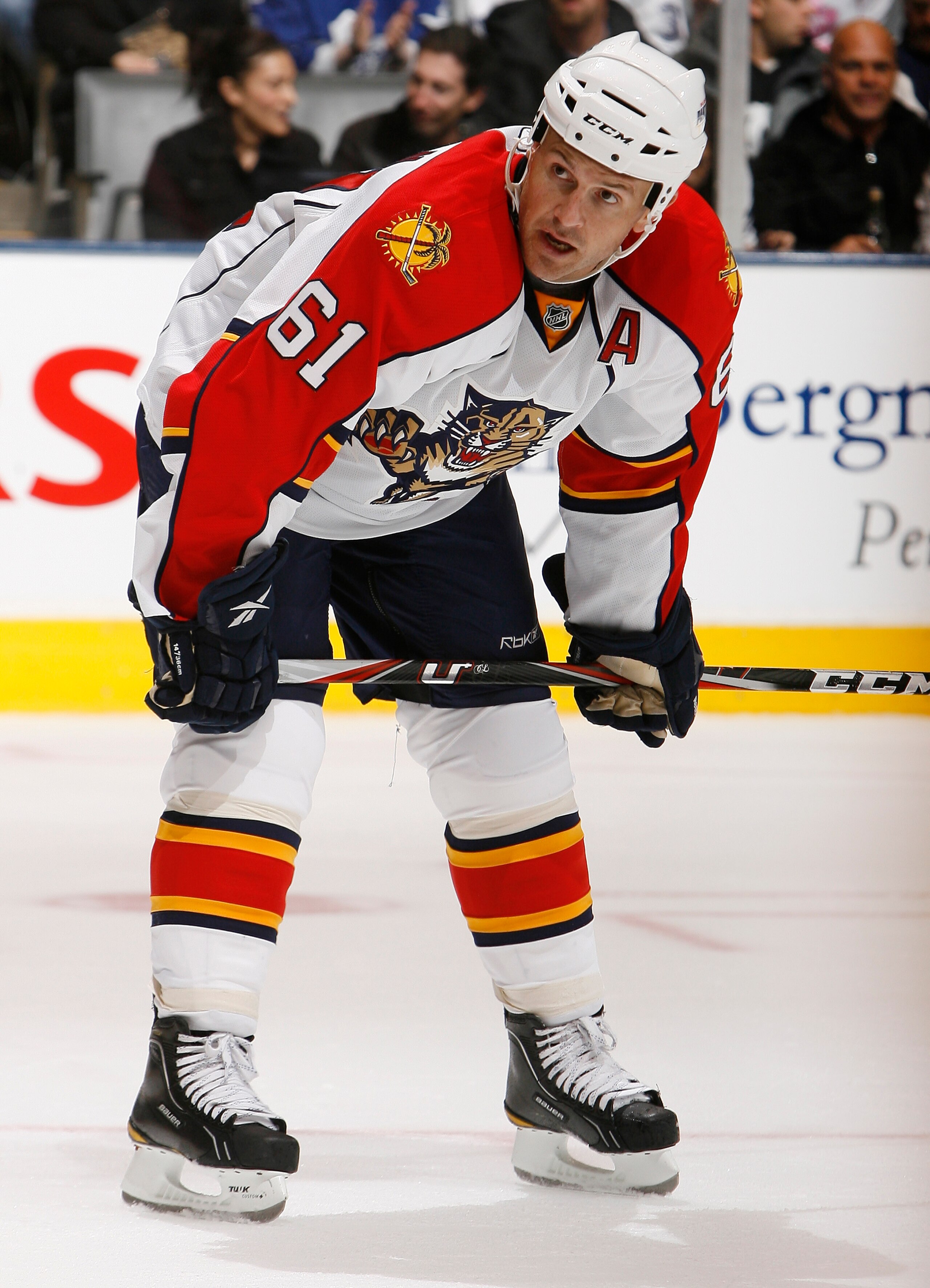 TORONTO - OCTOBER 26: Cory Stillman #61 of the Florida Panthers takes a faceoff during game action against the Toronto Maple Leafs at the Air Canada Centre October 26, 2010 in Toronto, Ontario, Canada. The Leafs won 3-1. (Photo by Abelimages/Getty Images)