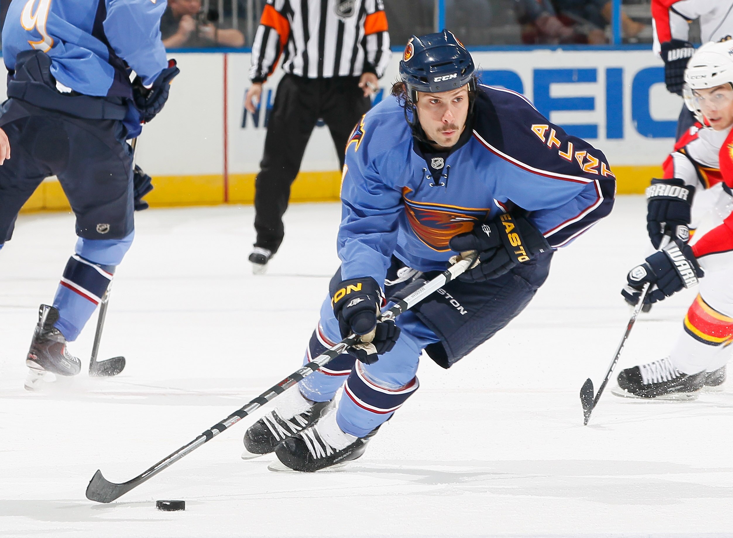 ATLANTA - NOVEMBER 17:  Zach Bogosian #4 of the Atlanta Thrashers against the Florida Panthers at Philips Arena on November 17, 2010 in Atlanta, Georgia.  (Photo by Kevin C. Cox/Getty Images)