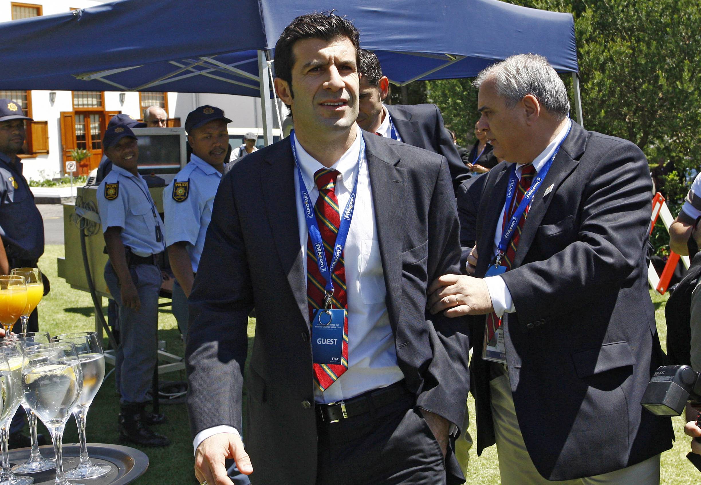 CAPE TOWN, SOUTH AFRICA - DECEMBER 4:  In this handout image provided by the 2010 FIFA World Cup Organising Committee South Africa, Luis Figo, Bid Ambassador for the Spain/Portugal Bidarrive at the 2018/2022 FIFA World Cup Bidding Country Media Expo at Le