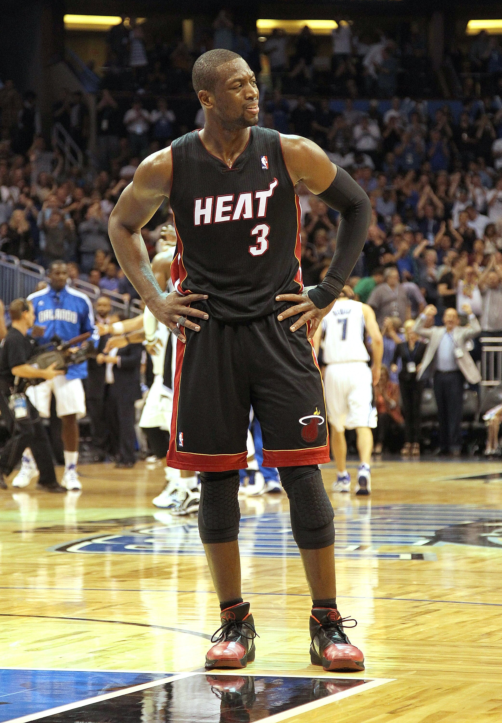 ORLANDO, FL - NOVEMBER 24:  Dwyane Wade #3 of the Miami Heat looks on during a game against the Orlando Magic at Amway Arena on November 24, 2010 in Orlando, Florida. NOTE TO USER: User expressly acknowledges and agrees that, by downloading and/or using t