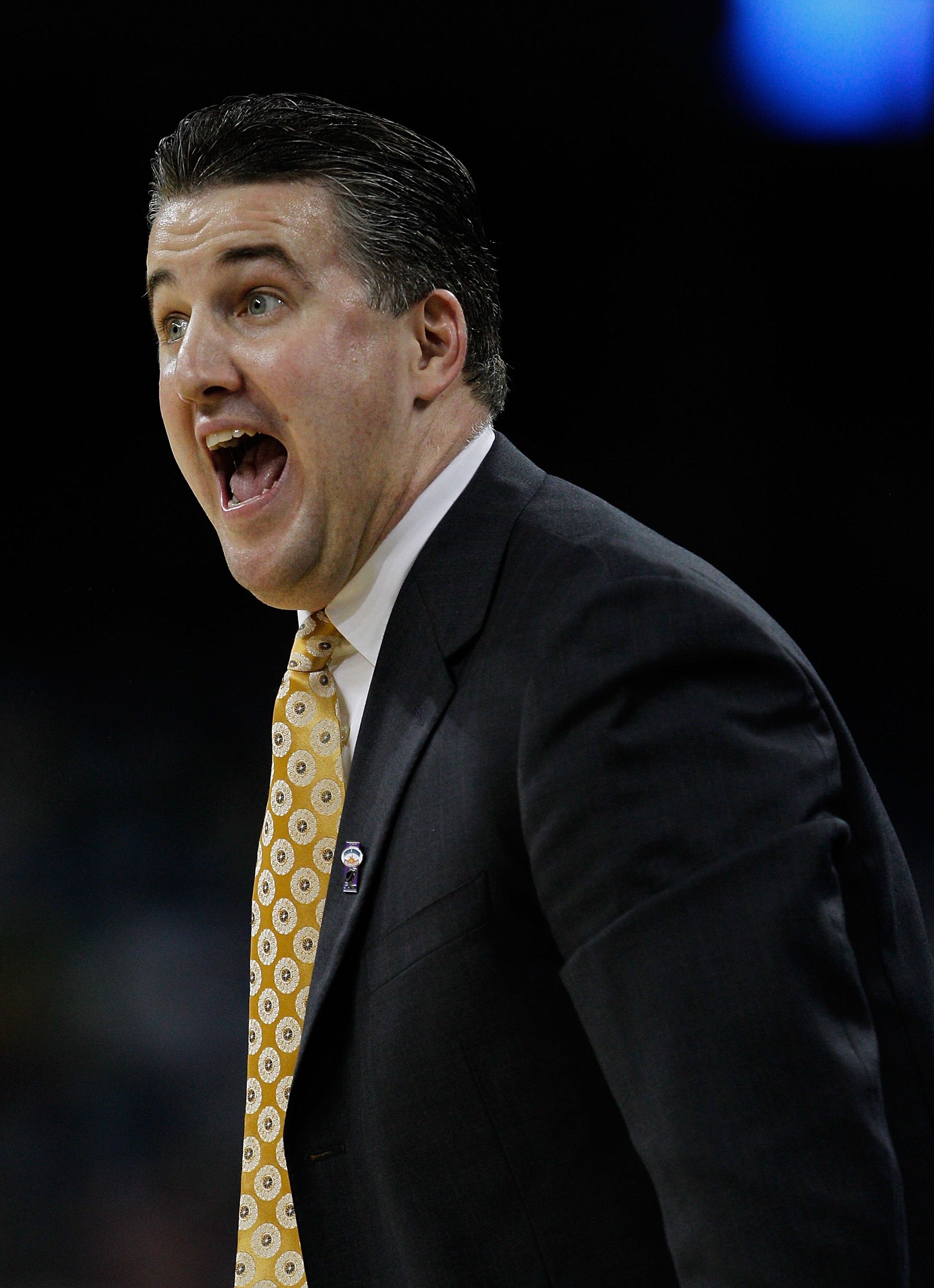 HOUSTON - MARCH 26: Head coach Matt Painter of the Purdue Boilermakers yells at a referee against the Duke Blue Devils during the south regional semifinal of the 2010 NCAA men's basketball tournament at Reliant Stadium on March 26, 2010 in Houston, Texas.
