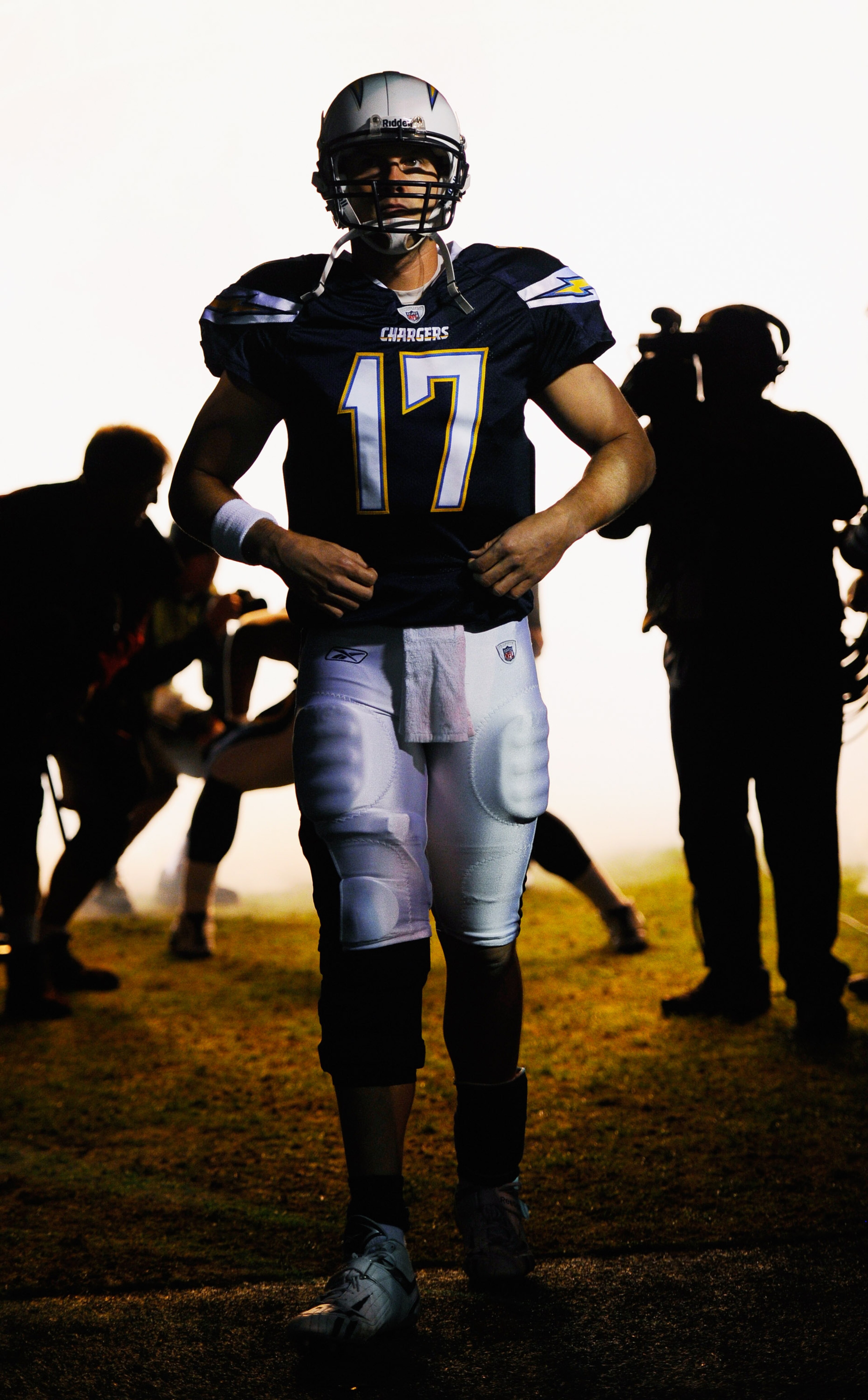 SAN DIEGO - NOVEMBER 22:  Quarterback Philip Rivers #17 of the San Diego Chargers waits to be introduced prior to the start of the NFL football game against Denver Broncos at Qualcomm Stadium on November 22, 2010 in San Diego, California.  (Photo by Kevor