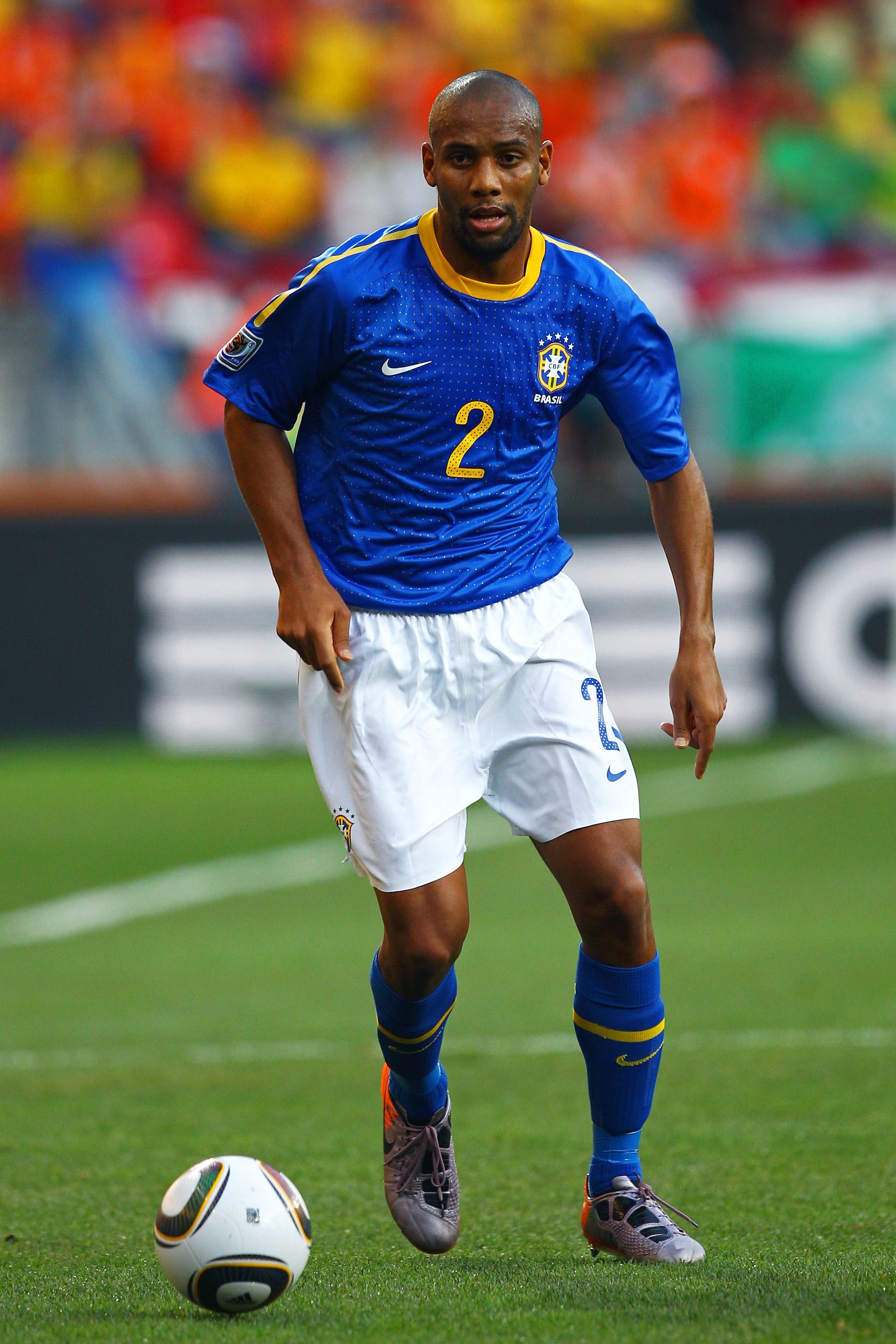 PORT ELIZABETH, SOUTH AFRICA - JULY 02: Maicon of Brazil in action during the 2010 FIFA World Cup South Africa Quarter Final match between Netherlands and Brazil at Nelson Mandela Bay Stadium on July 2, 2010 in Nelson Mandela Bay/Port Elizabeth, South Afr PORT ELIZABETH, SOUTH AFRICA - JULY 02: Maicon of Brazil in action during the 2010 FIFA World Cup South Africa Quarter Final match between Netherlands and Brazil at Nelson Mandela Bay Stadium on July 2, 2010 in Nelson Mandela Bay/Port Elizabeth, South Afr