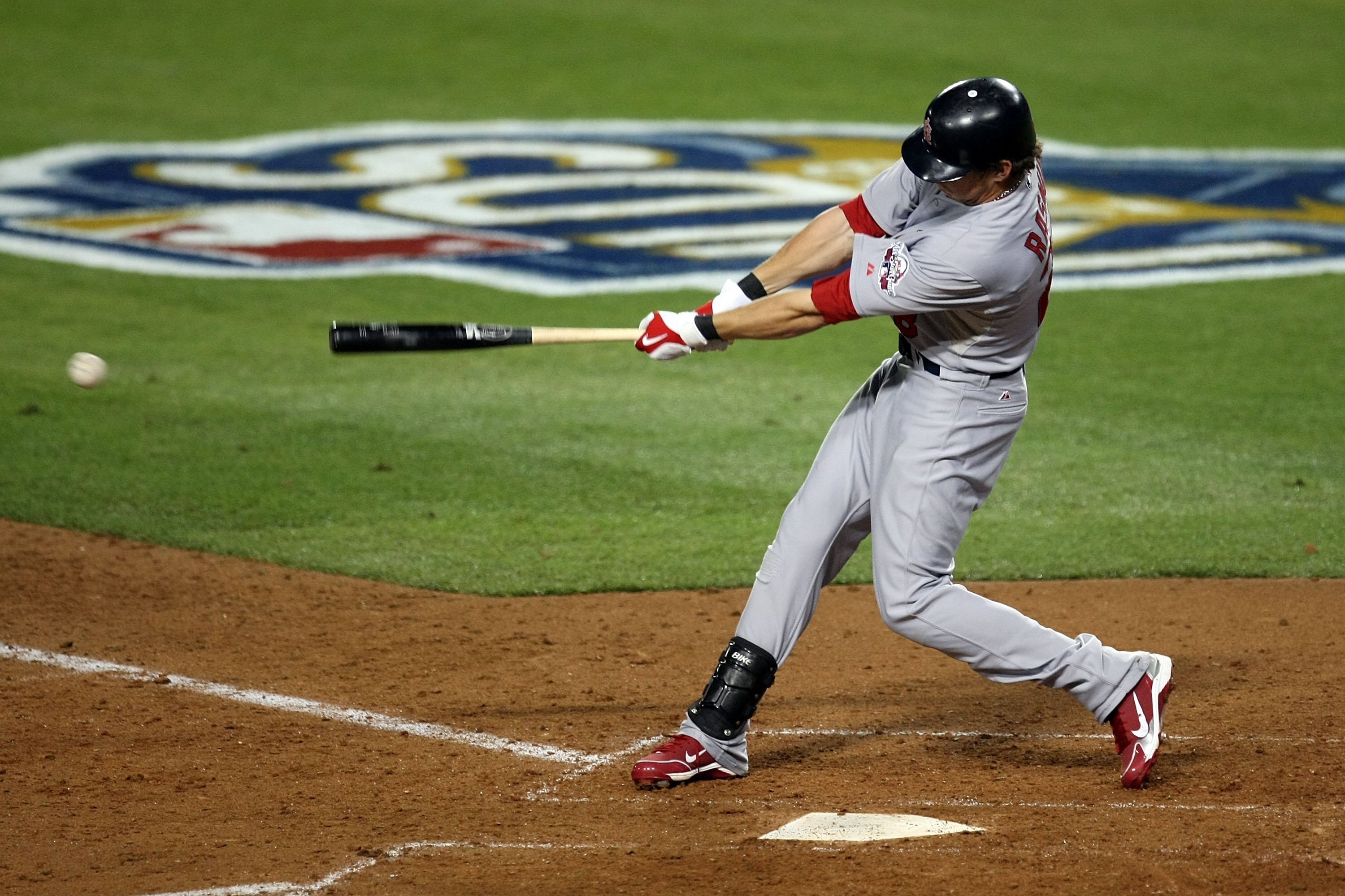 LOS ANGELES, CA - OCTOBER 07:  Colby Rasmus #28 of the St. Louis Cardinals swings against the Los Angeles Dodgers in Game One of the NLDS during the 2009 MLB Playoffs at Dodger Stadium on October 7, 2009 in Los Angeles, California.  (Photo by Stephen Dunn
