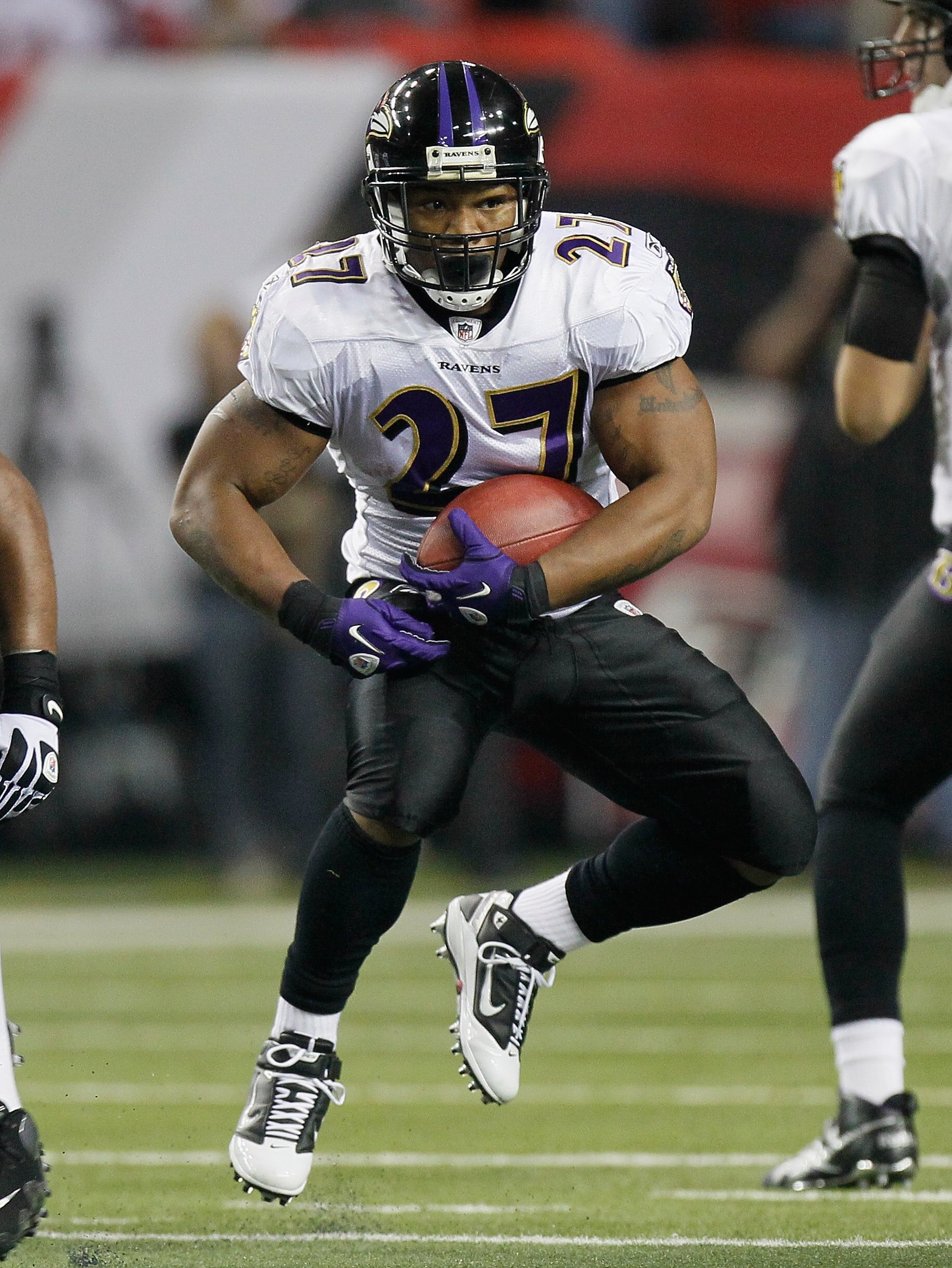 ATLANTA - NOVEMBER 11:  Ray Rice #27 of the Baltimore Ravens against the Atlanta Falcons at Georgia Dome on November 11, 2010 in Atlanta, Georgia.  (Photo by Kevin C. Cox/Getty Images)