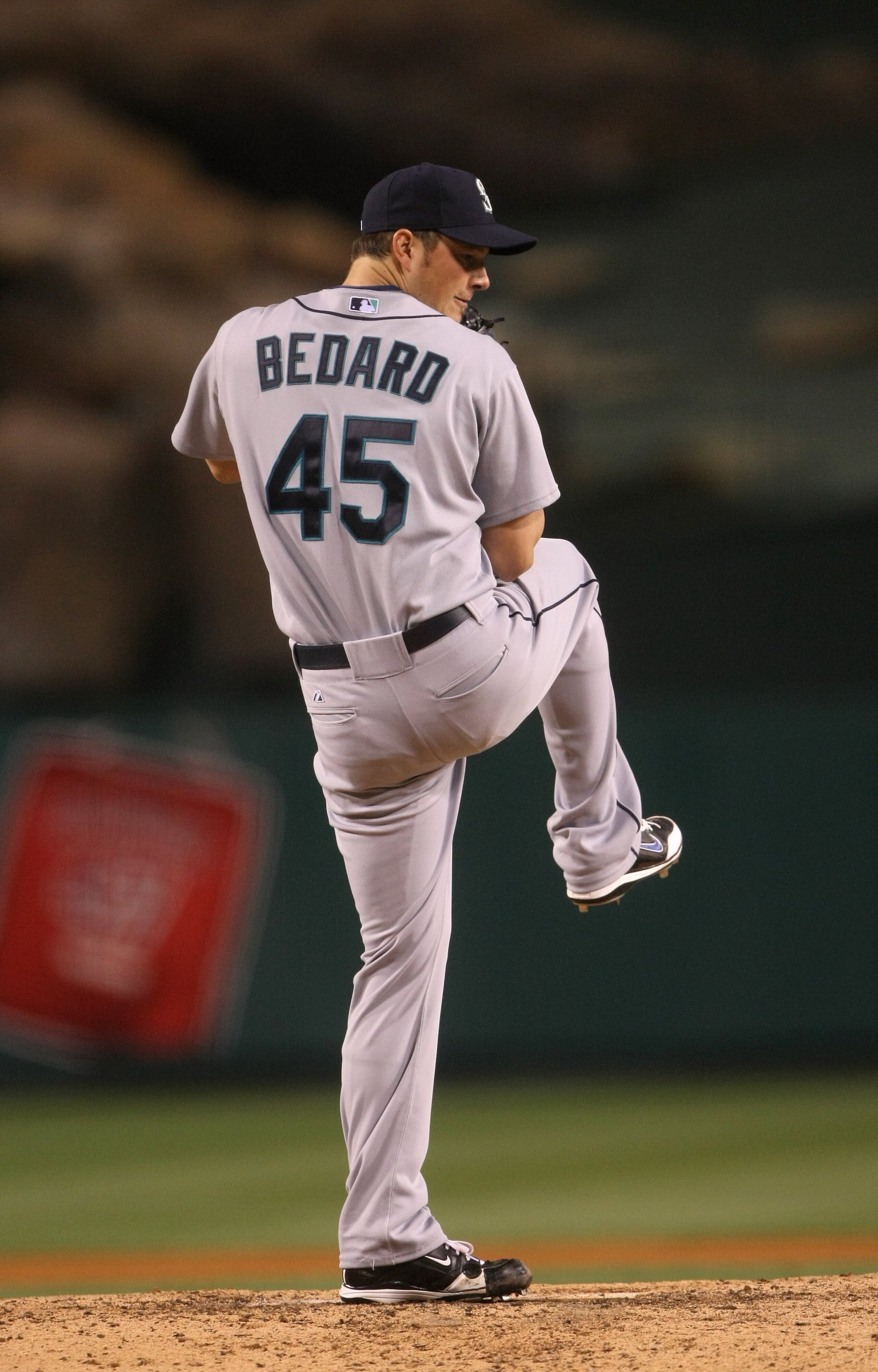 ANAHEIM, CA - APRIL 24:  Erik Bedard #45 of the Seattle Mariners throws a pitch against the Los Angeles Angels of Anaheim on April 24, 2009 at Angel Stadium in Anaheim, California.  The Mariners won 8-3.  (Photo by Stephen Dunn/Getty Images)