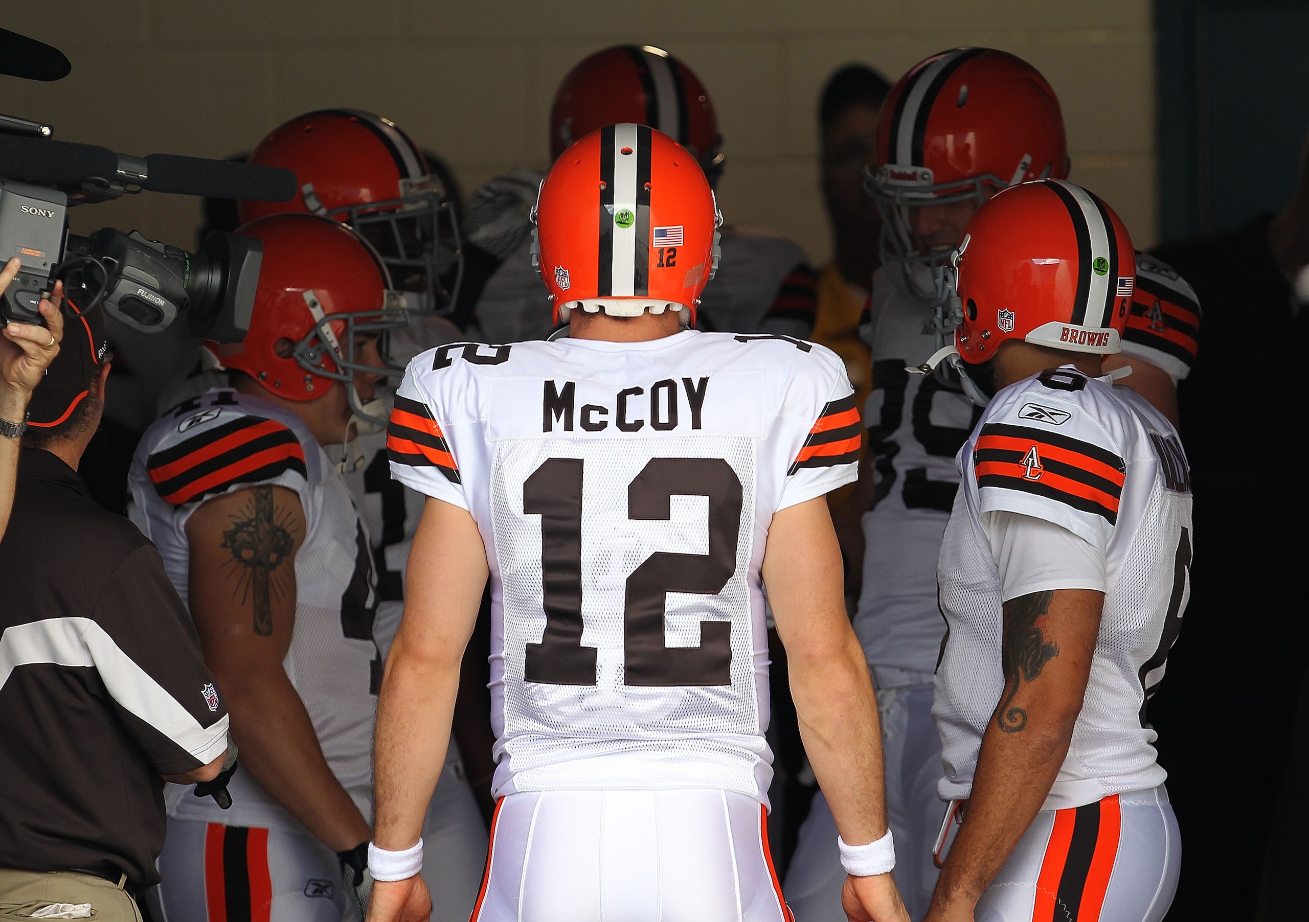 JACKSONVILLE, FL - NOVEMBER 21: Colt McCoy #12 of the Cleveland Browns leads the team out of the tunnel during a game agaisnt the Jacksonville Jaguars at EverBank Field on November 21, 2010 in Jacksonville, Florida. (Photo by Mike Ehrmann/Getty Images) JACKSONVILLE, FL - NOVEMBER 21: Colt McCoy #12 of the Cleveland Browns leads the team out of the tunnel during a game agaisnt the Jacksonville Jaguars at EverBank Field on November 21, 2010 in Jacksonville, Florida. (Photo by Mike Ehrmann/Getty Images)
