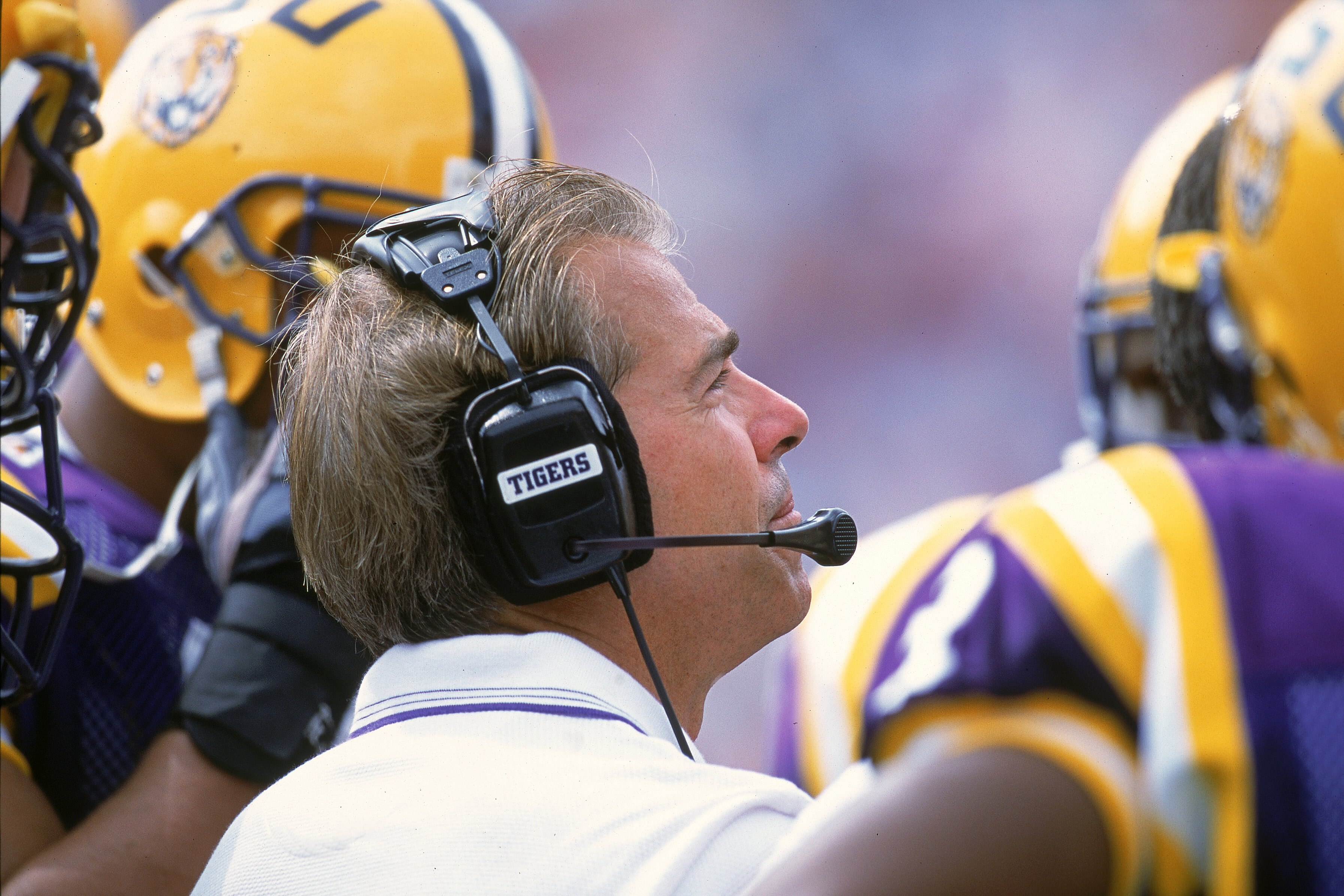 7 Oct 2000:  Head Coach Nick Saban of the LSU Tigers looks on during the game against the Florida Gators at the Ben Hill Griffin Stadium at Florida Field in Gainsville, Florida.  The Gators defeated the Tigers 11-9.Mandatory Credit: Scott Halleran  /Allsp