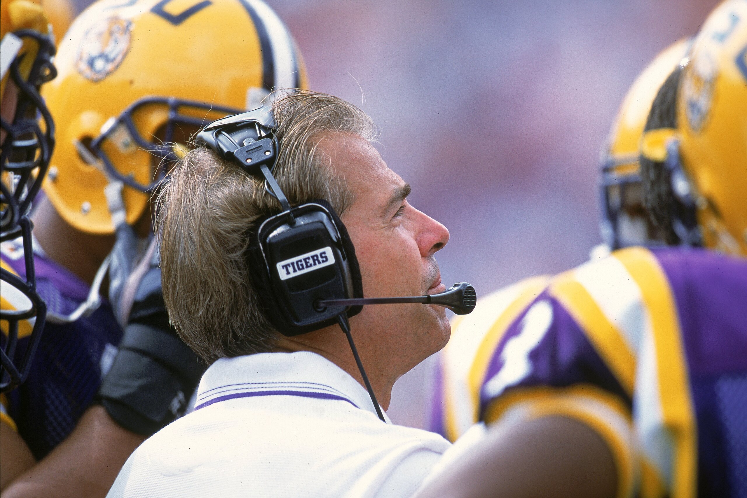 7 Oct 2000:  Head Coach Nick Saban of the LSU Tigers looks on during the game against the Florida Gators at the Ben Hill Griffin Stadium at Florida Field in Gainsville, Florida.  The Gators defeated the Tigers 11-9.Mandatory Credit: Scott Halleran  /Allsp