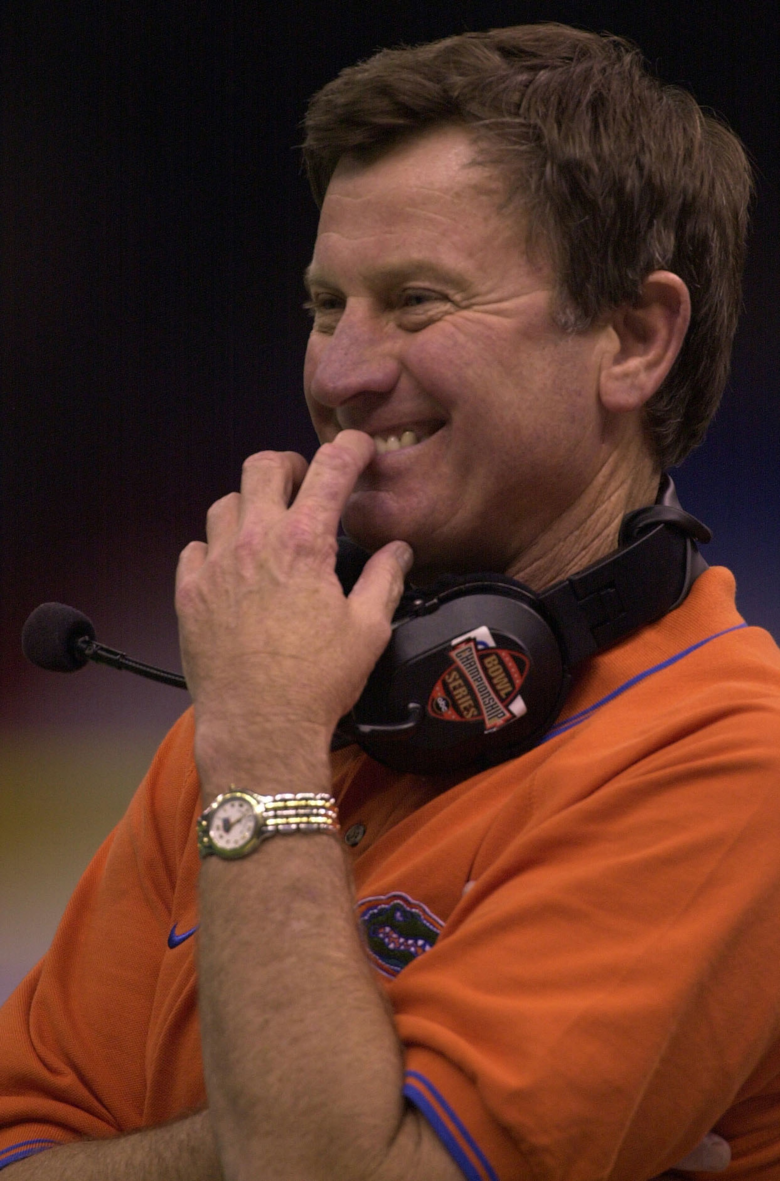 2 Jan 2001: Head coach Steve Spurrier of the Florida Gators watches as his team is dismantled by the Miami Hurricanes during the Nokia Sugar Bowl at the Superdome in New Orleans, Louisiana.  <DIGITAL IMAGE> Mandatory Credit: Matthew Stockman/ALLSPORT