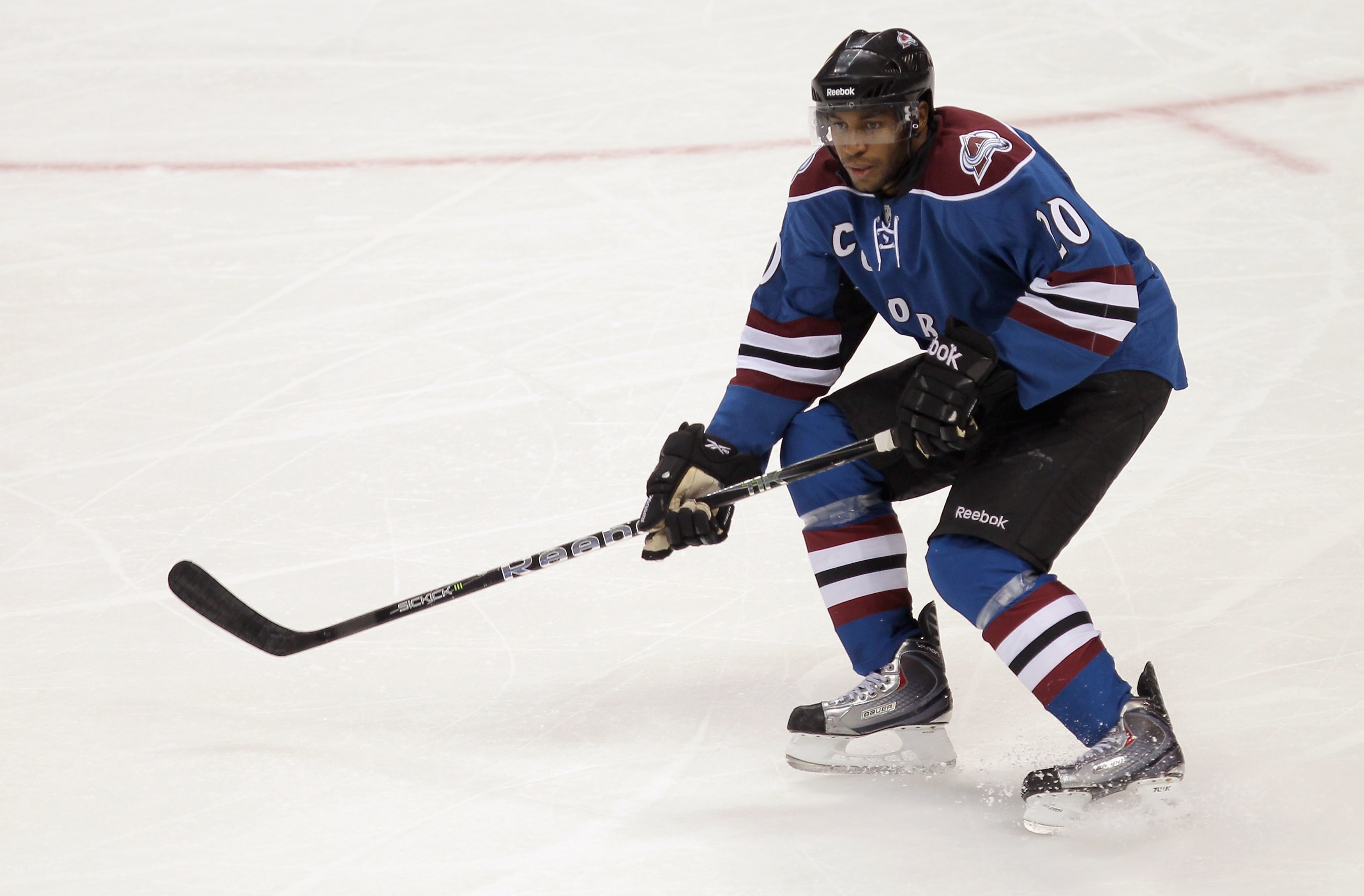 DENVER - NOVEMBER 15:  Greg Mauldin #20 of the Colorado Avalanche skates against the St. Louis Blues at the Pepsi Center on November 15, 2010 in Denver, Colorado. The Avalanche defeated the Blues 6-3.  (Photo by Doug Pensinger/Getty Images)