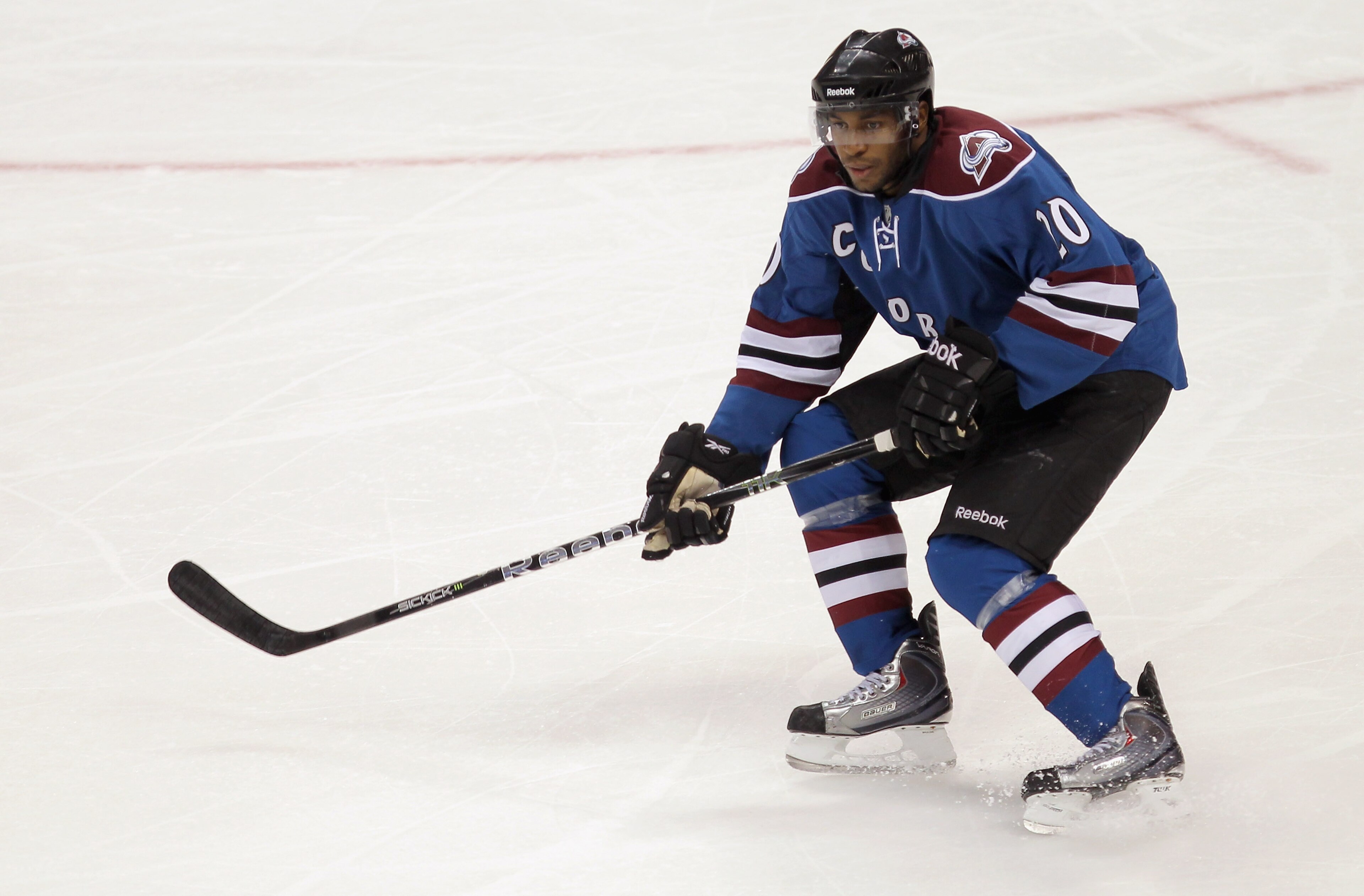 DENVER - NOVEMBER 15:  Greg Mauldin #20 of the Colorado Avalanche skates against the St. Louis Blues at the Pepsi Center on November 15, 2010 in Denver, Colorado. The Avalanche defeated the Blues 6-3.  (Photo by Doug Pensinger/Getty Images)