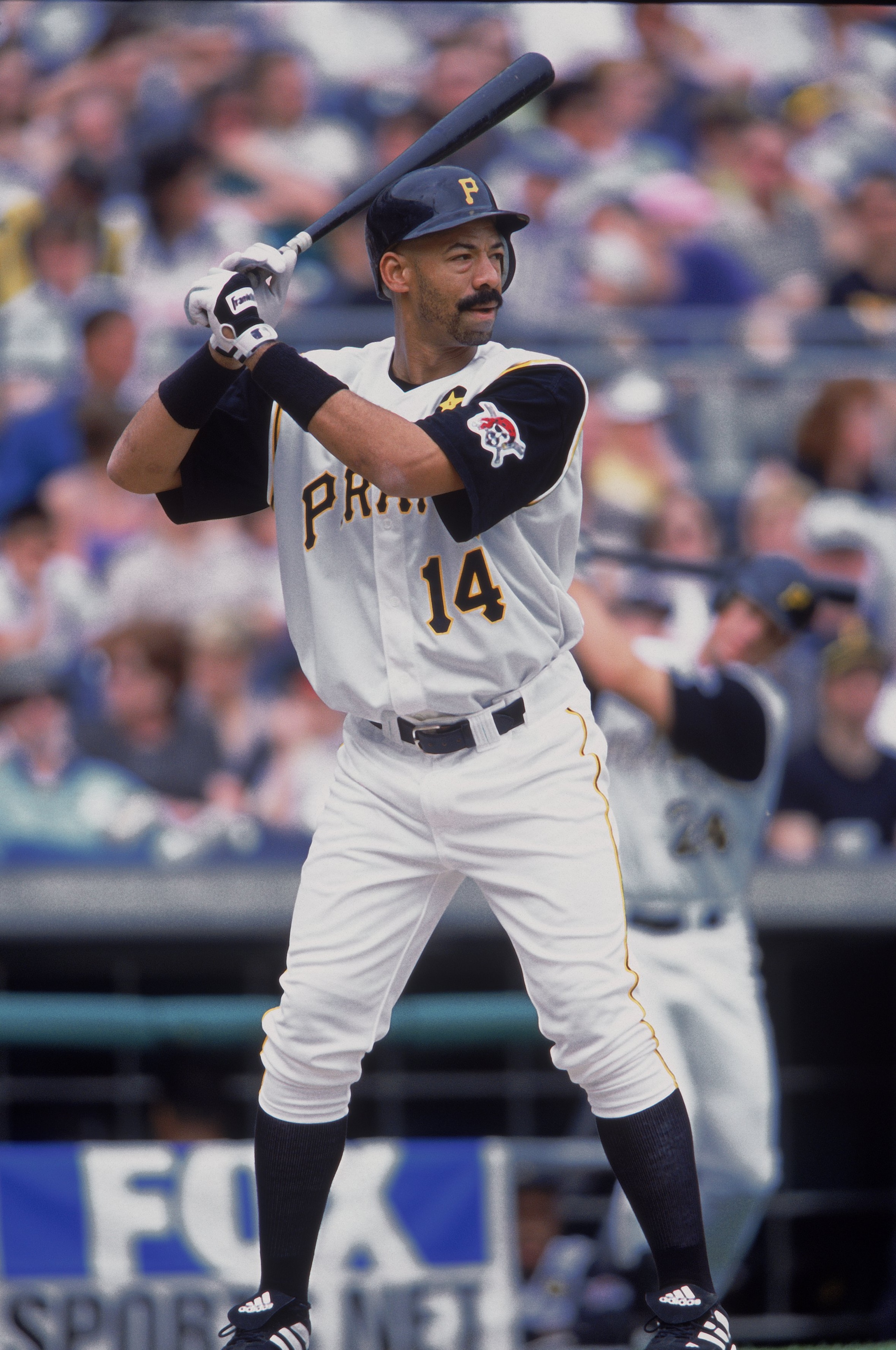 6 May 2001:  Derek Bell #14 of the Pittsuburgh Pirates at bat during the game against the Colorado Rockies at PNC Park in Pittsburgh, Pennsylvania. The Pirates defeated the Rockies 4-3.Mandatory Credit: Tom Pigeon  /Allsport