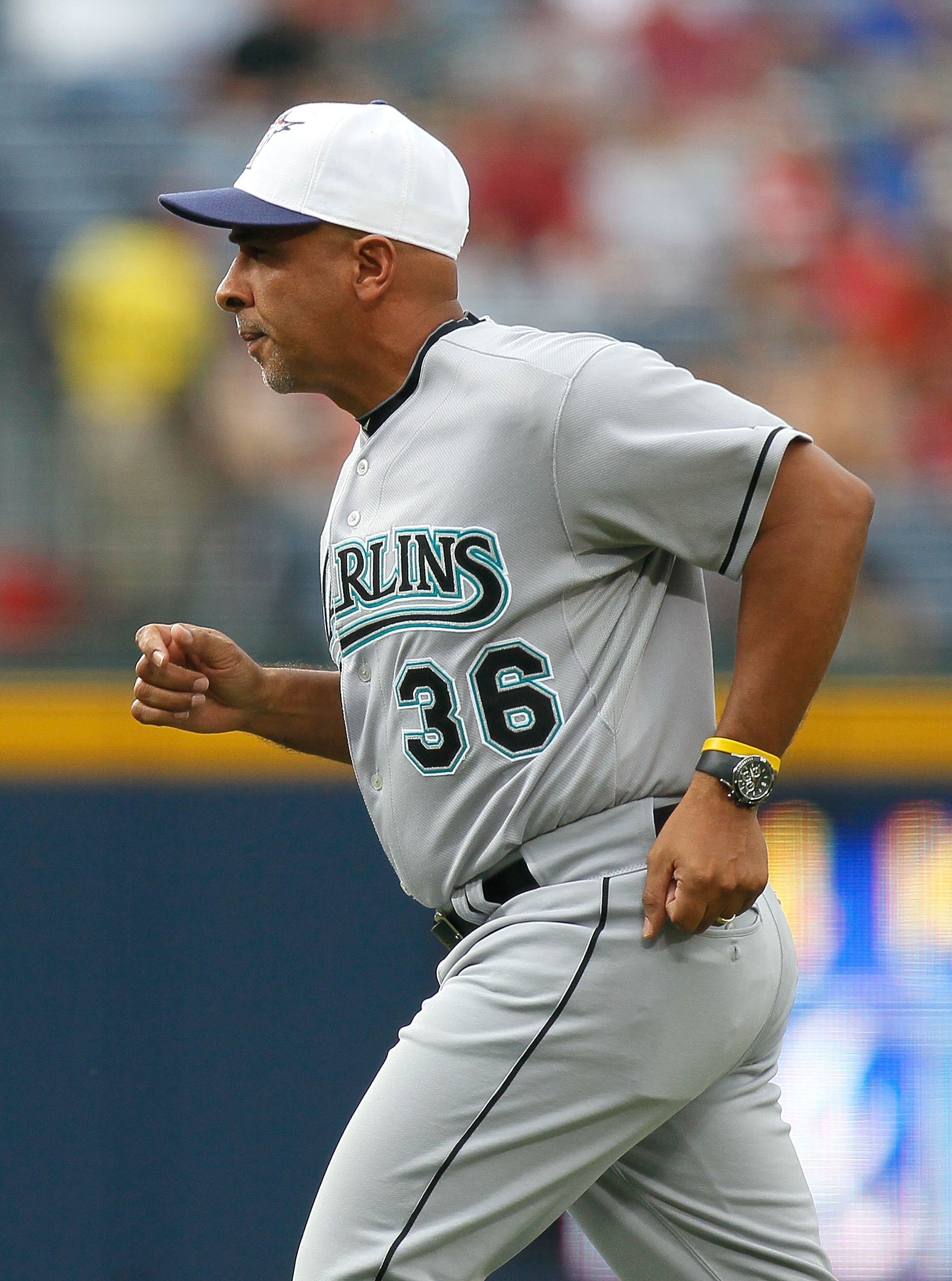 ATLANTA - JULY 02:  Manager Edwin Rodriguez #36 of the Florida Marlins against the Atlanta Braves at Turner Field on July 2, 2010 in Atlanta, Georgia.  (Photo by Kevin C. Cox/Getty Images)