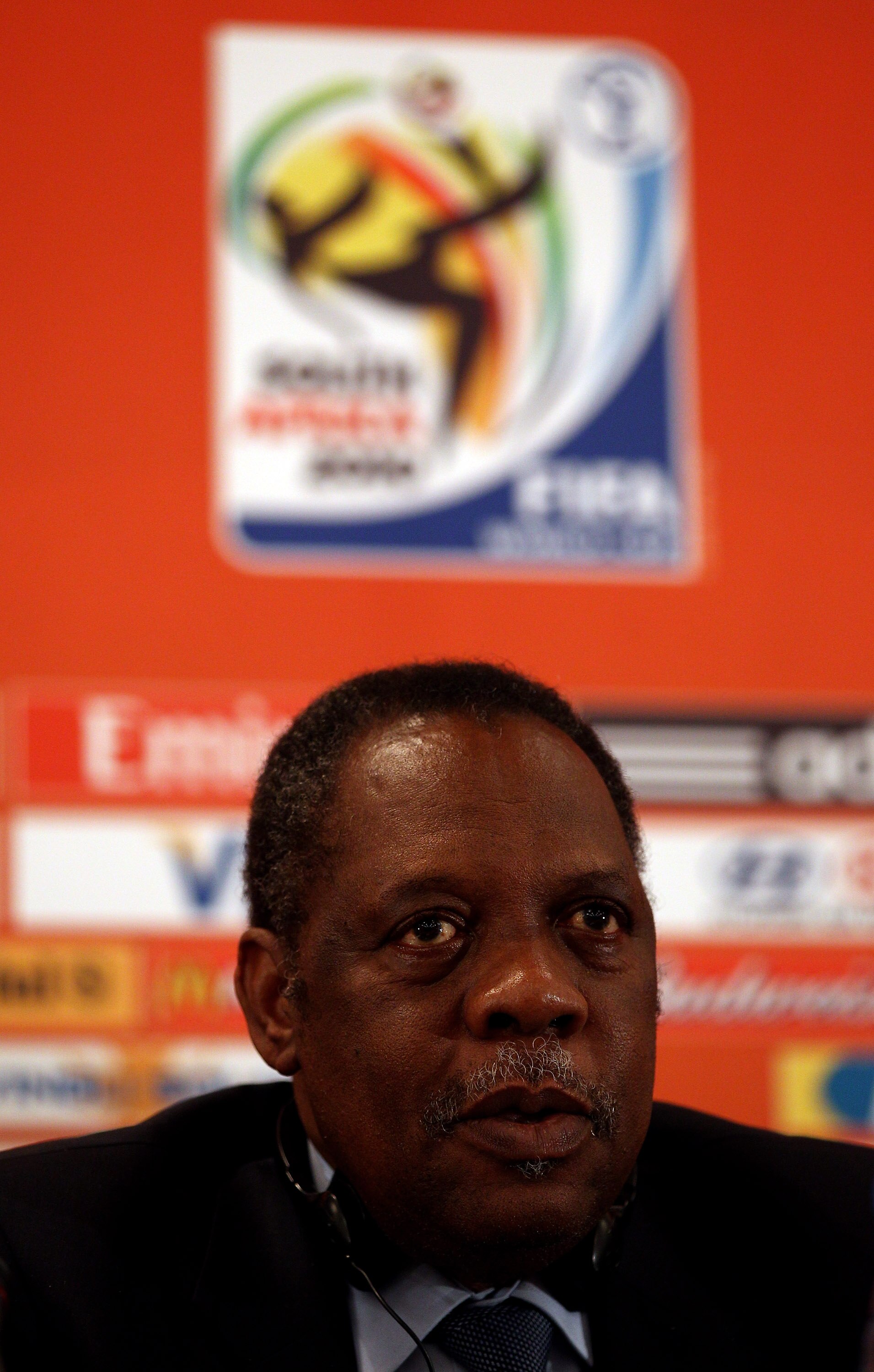 SANDTON, SOUTH AFRICA - JULY 08:  Chairman of the Organising Committee of the FIFA World Cup and FIFA Vice-President Issa Hayatou talks to the media during the FIFA Organising Committee Press Conference at the Sandton Sun Conference Centre on July 8, 2010