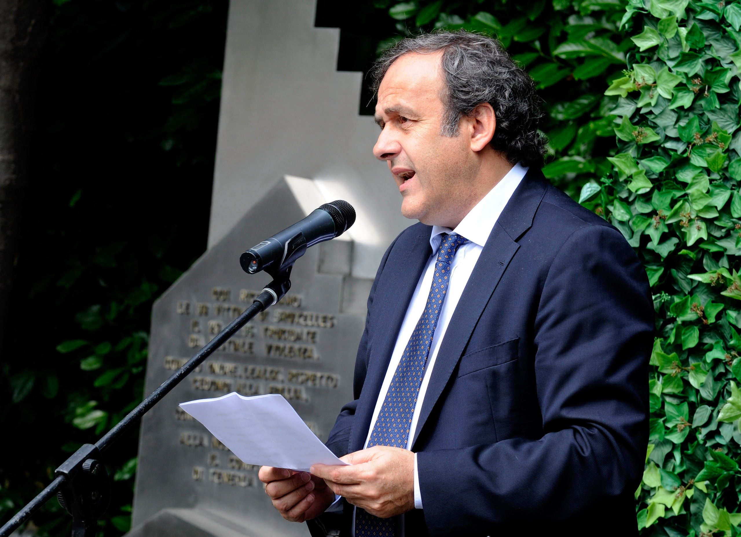TURIN, ITALY - MAY 29: UEFA President Michel Platini during the Heysel commemorative ceremony on May 29, 2010 in Turin, Italy. The ceremony remembers the disaster 25 years ago at Heysel Stadium when a wall collapsed before a Juventus - Liverpool match an TURIN, ITALY - MAY 29: UEFA President Michel Platini during the Heysel commemorative ceremony on May 29, 2010 in Turin, Italy. The ceremony remembers the disaster 25 years ago at Heysel Stadium when a wall collapsed before a Juventus - Liverpool match an