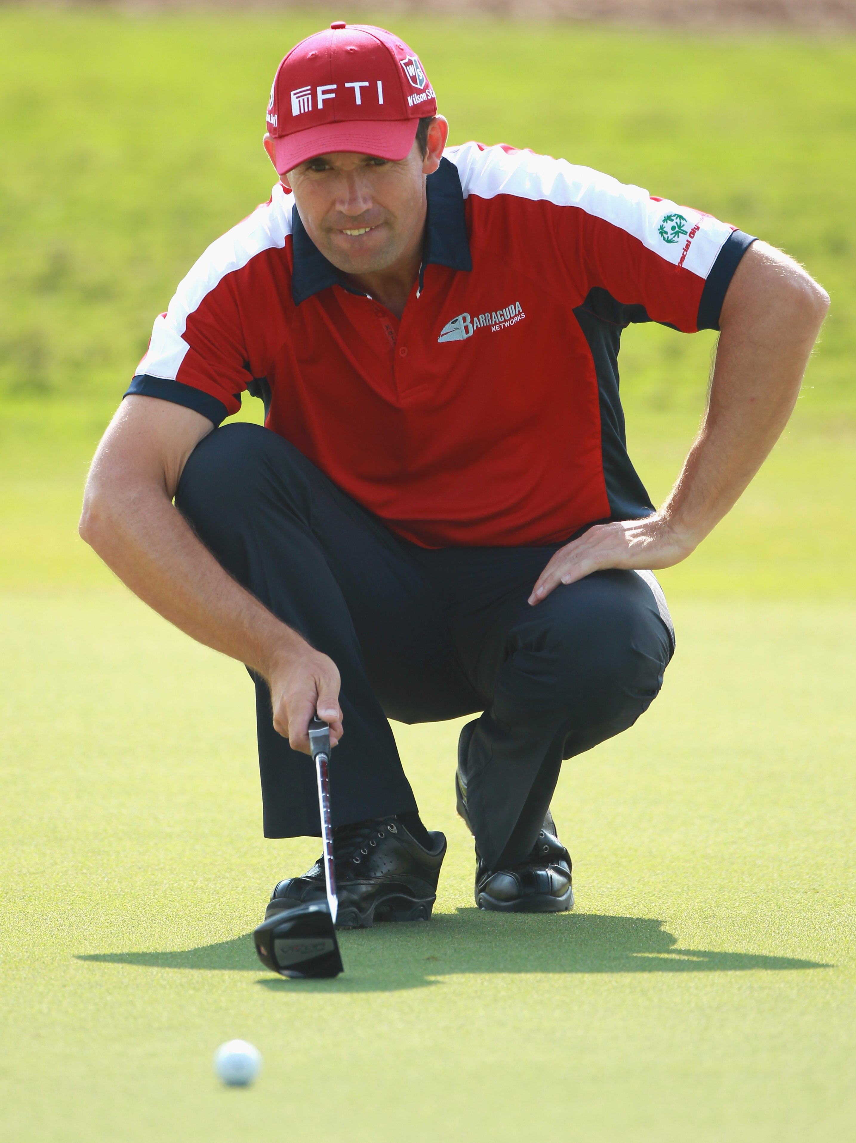 DUBAI, UNITED ARAB EMIRATES - NOVEMBER 24:  Padraig Harrington of Ireland in action during a practice round prior to the start of the Dubai World Championship on the Earth Course, Jumeirah Golf Estates on November 24, 2010 in Dubai, United Arab Emirates.