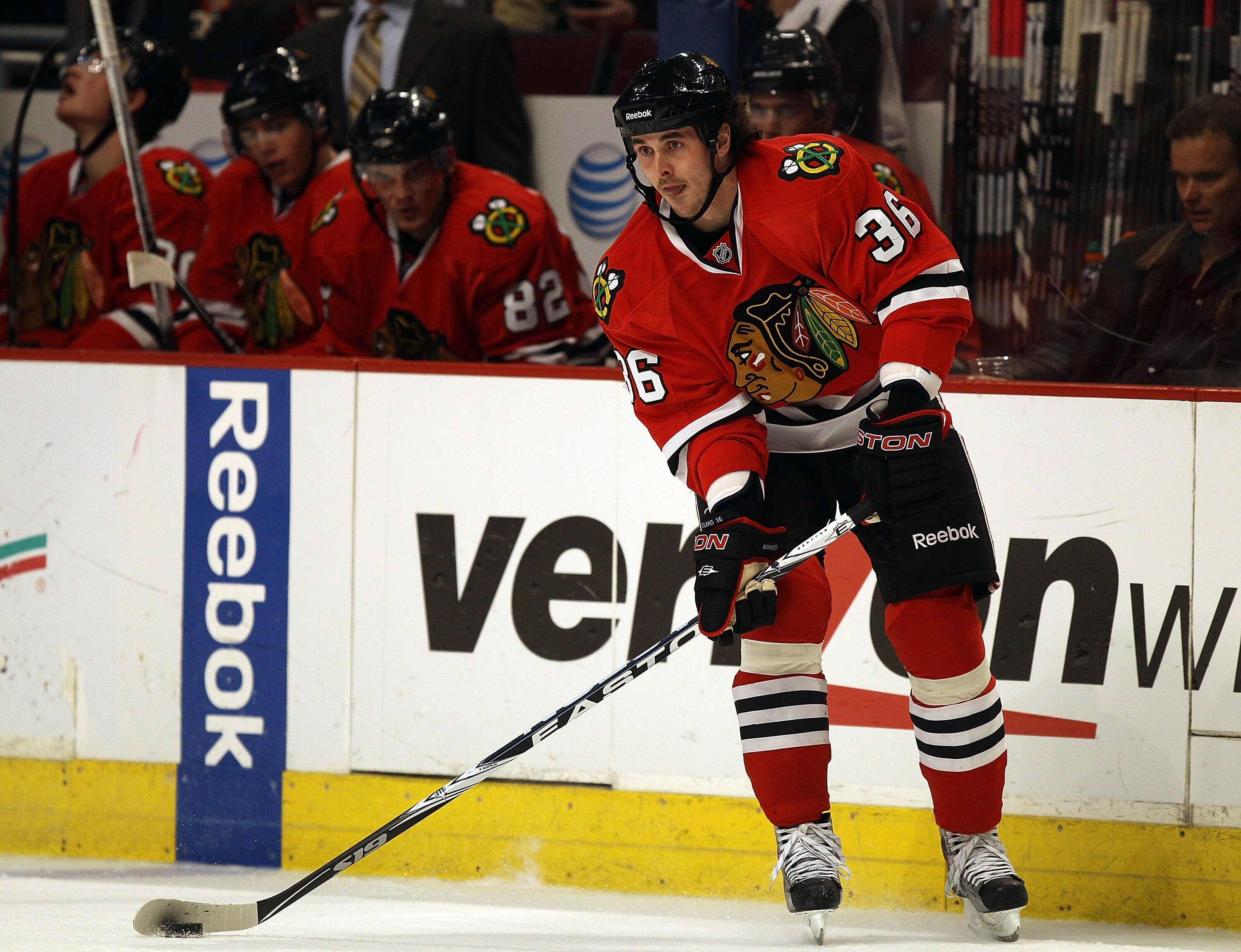 CHICAGO - OCTOBER 27: Dave Bolland #36 of the Chicago Blackhawks skates against the Los Angeles Kings at the United Center on October 27, 2010 in Chicago, Illinois. The Blackhawks defeated the Kings 3-1. (Photo by Jonathan Daniel/Getty Images)
