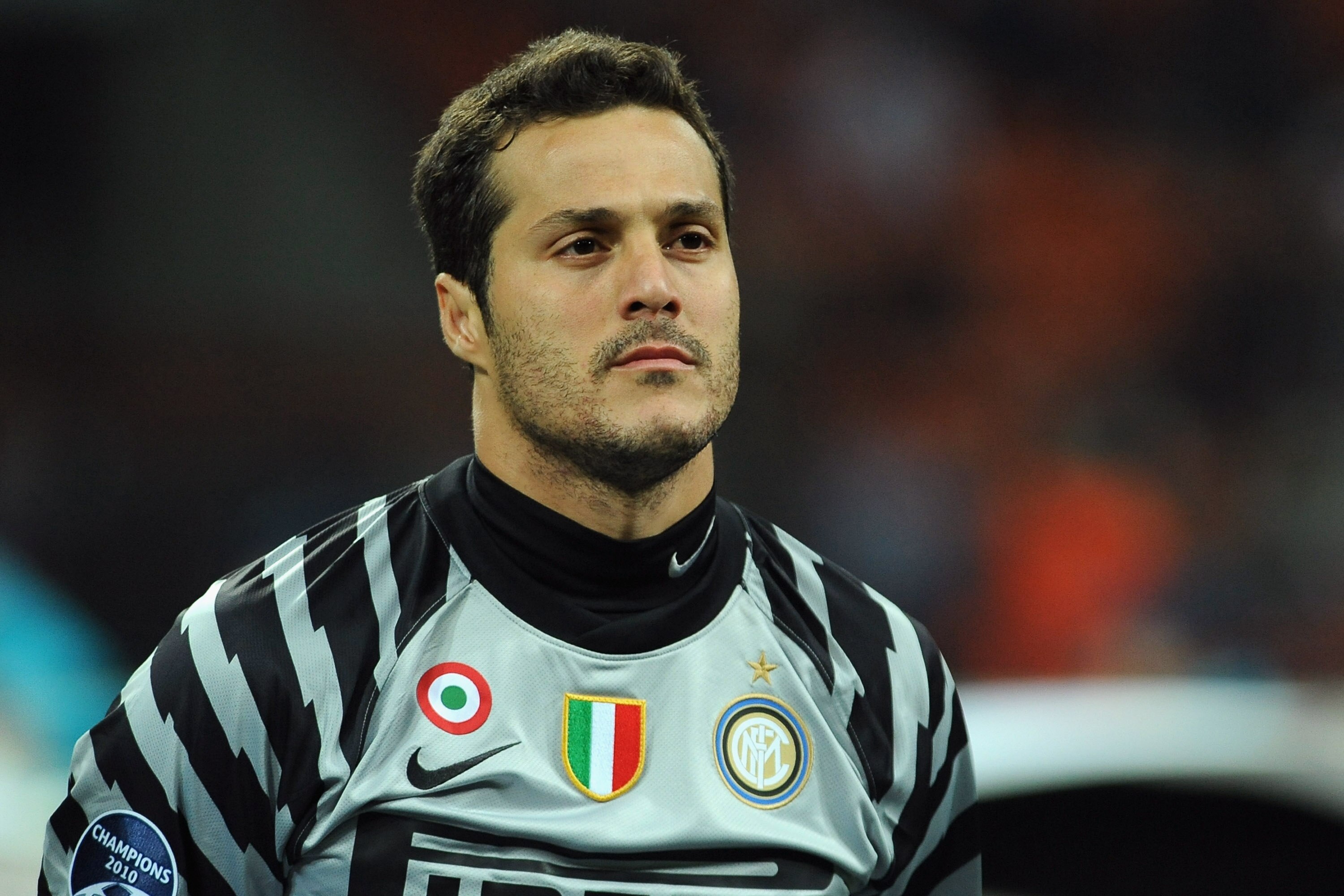 MILAN, ITALY - SEPTEMBER 29:  Julio Cesar of FC Internazionale Milano looks on during the UEFA Champions League group A match between FC Internazionale Milano and SV Werder Bremen at Stadio Giuseppe Meazza on September 29, 2010 in Milan, Italy.  (Photo by