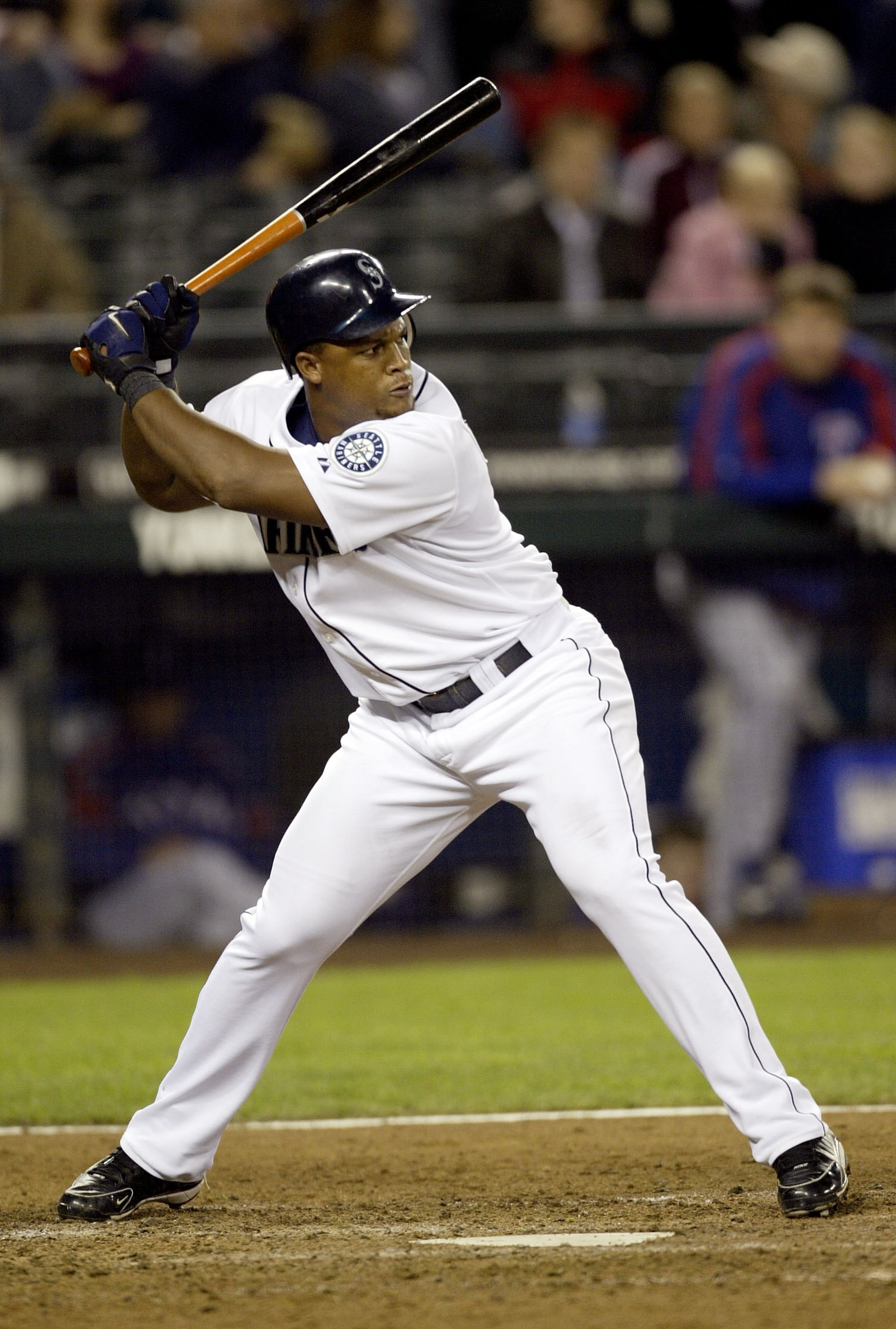 SEATTLE - SEPTEMBER 27:  Adrian Beltre #5 of the Seattle Mariners stands at the plate during their game against the Texas Rangers on September 27, 2005 at Safeco Field in Seattle, Washington.  The Rangers defeated the Mariners 3-2.  (Photo by Otto Greule
