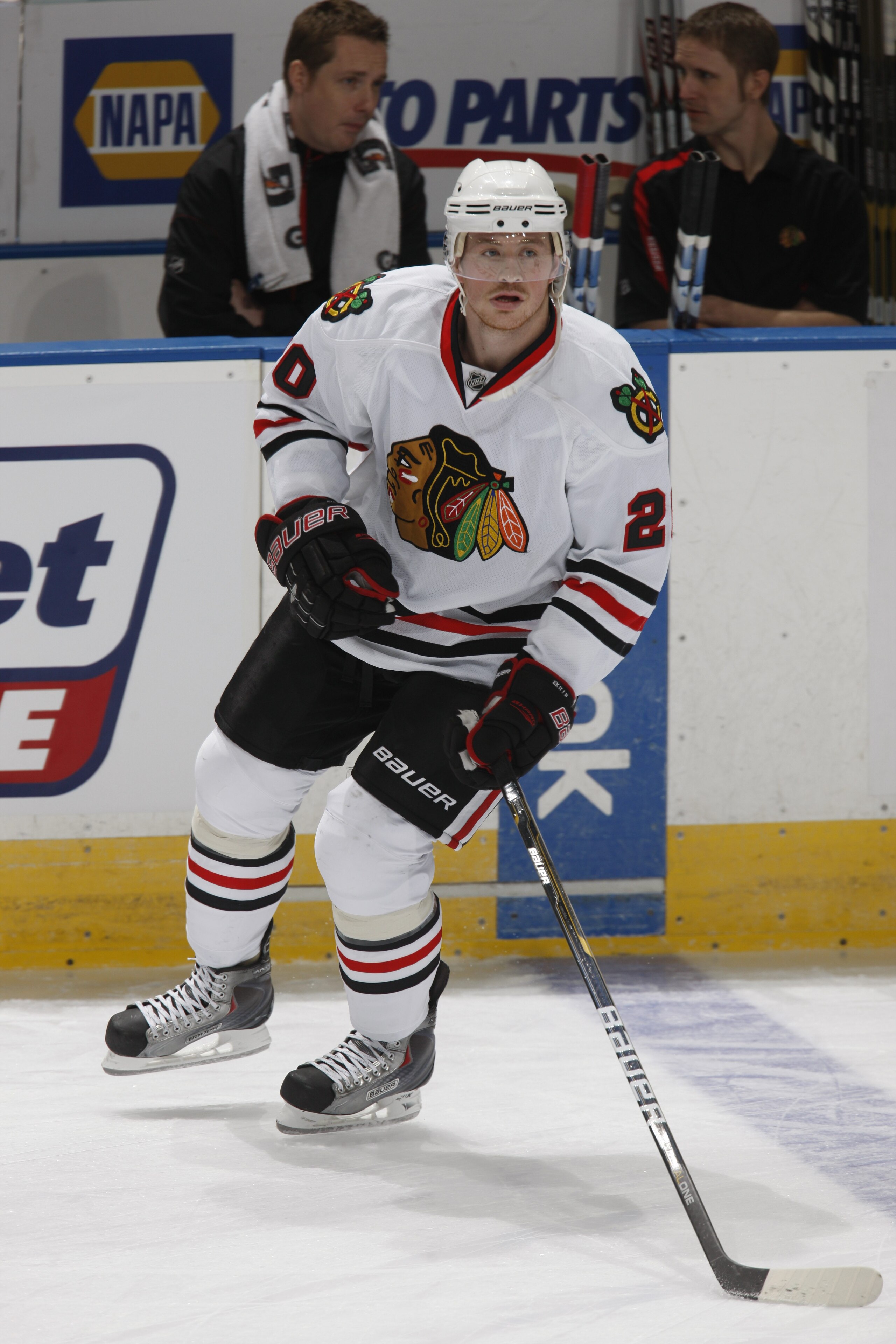 EDMONTON, CANADA - NOVEMBER 17: Jack Skille #20 of the Chicago Black Hawks skates against the Edmonton Oilers on November 17, 2010 at Rexall Place in Edmonton, Alberta, Canada. (Photo by Dale MacMillan/Getty Images)