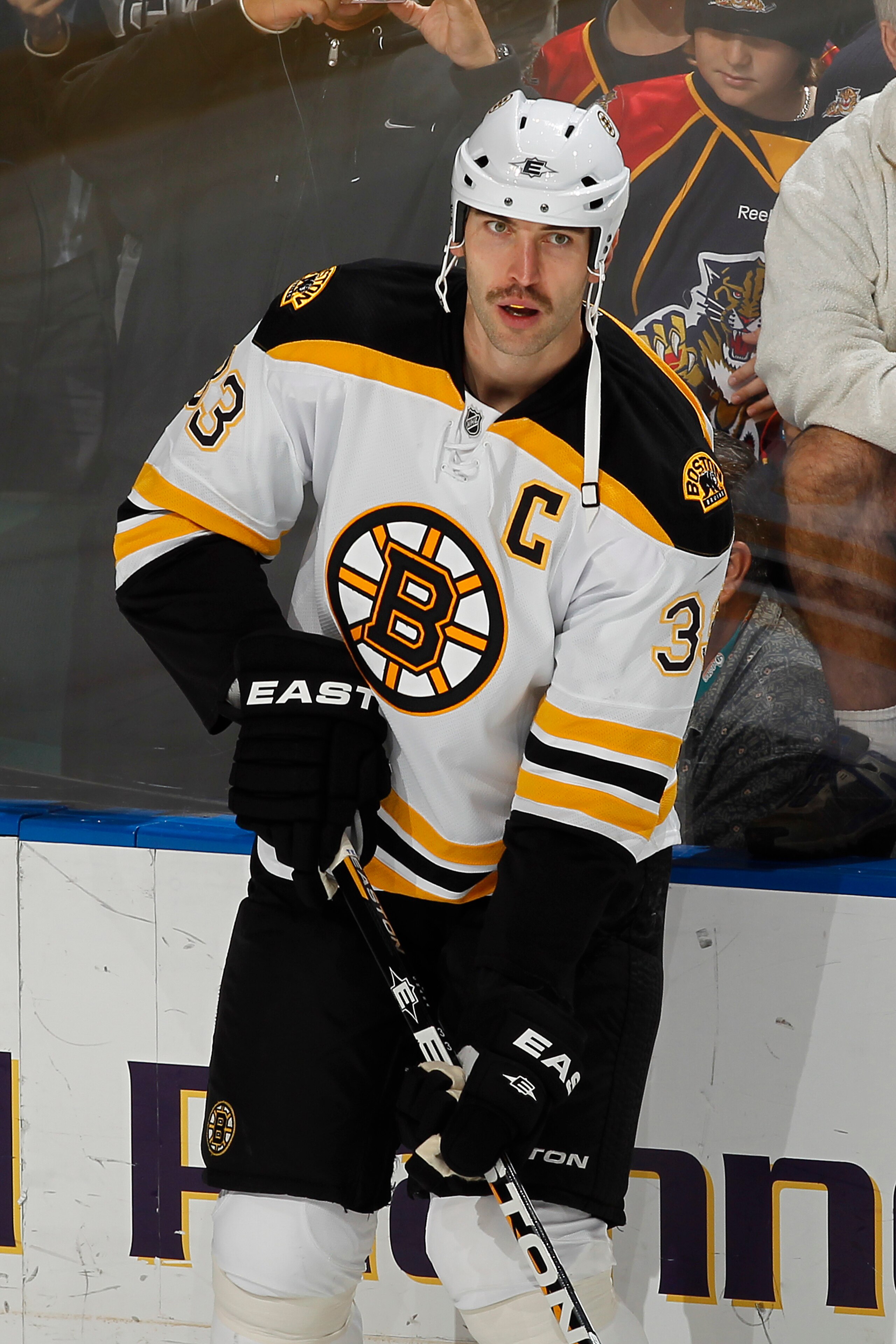 SUNRISE, FL - NOVEMBER 24: Zdeno Chara #33 of the Boston Bruins warms up prior to the game against the Florida Panthers on November 24, 2010 at the BankAtlantic Center in Sunrise, Florida. (Photo by Joel Auerbach/Getty Images)