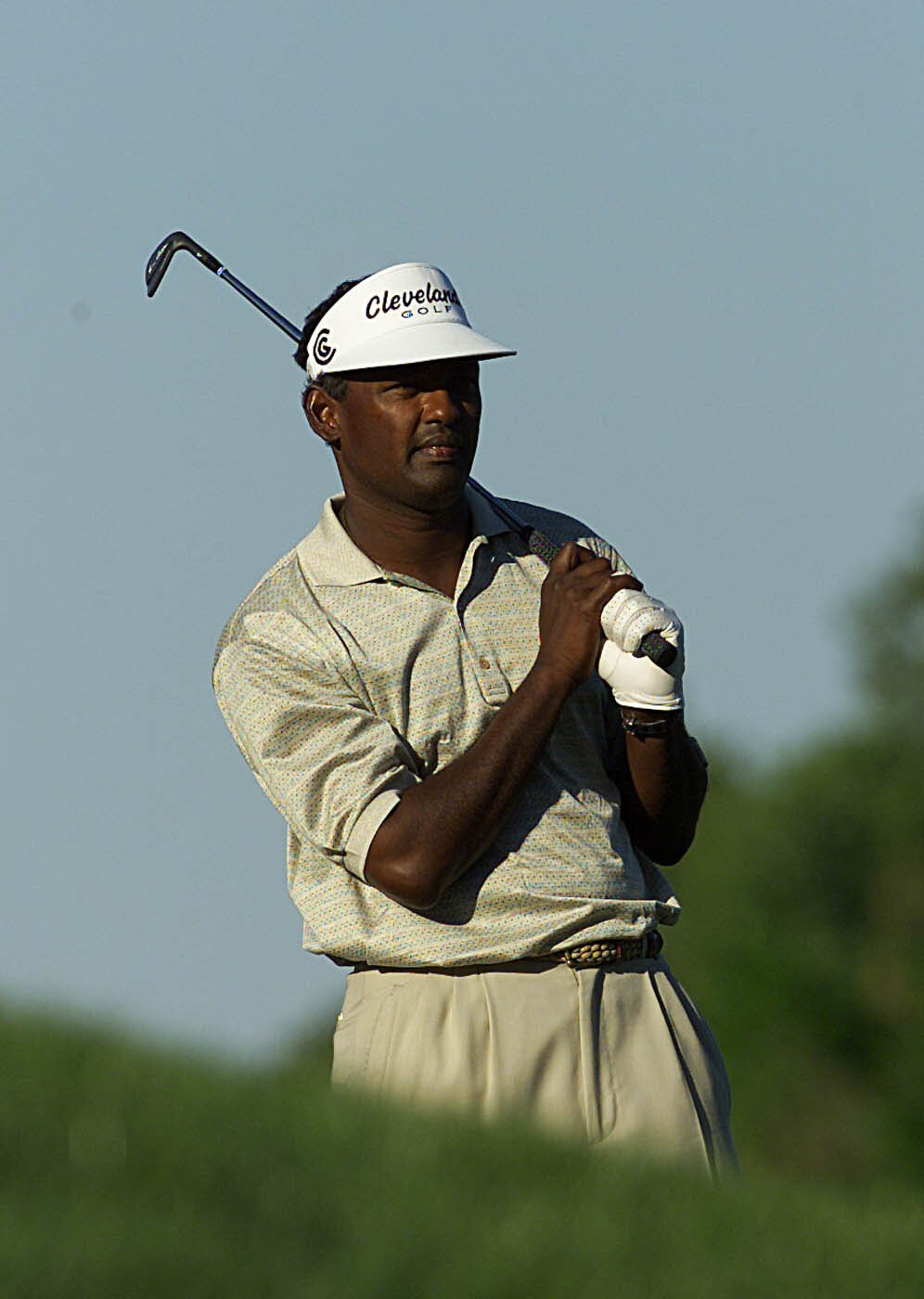 23 Mar 2000:  Vijay Singh of Fiji watches his second shot on the 14th hole during Friday's second round of The Players Championship at the Tournament Players Club at Sawgrass in Ponte Vedra, Florida.  Digital Image. Mandatory Credit: Jamie Squire/ALLSPORT
