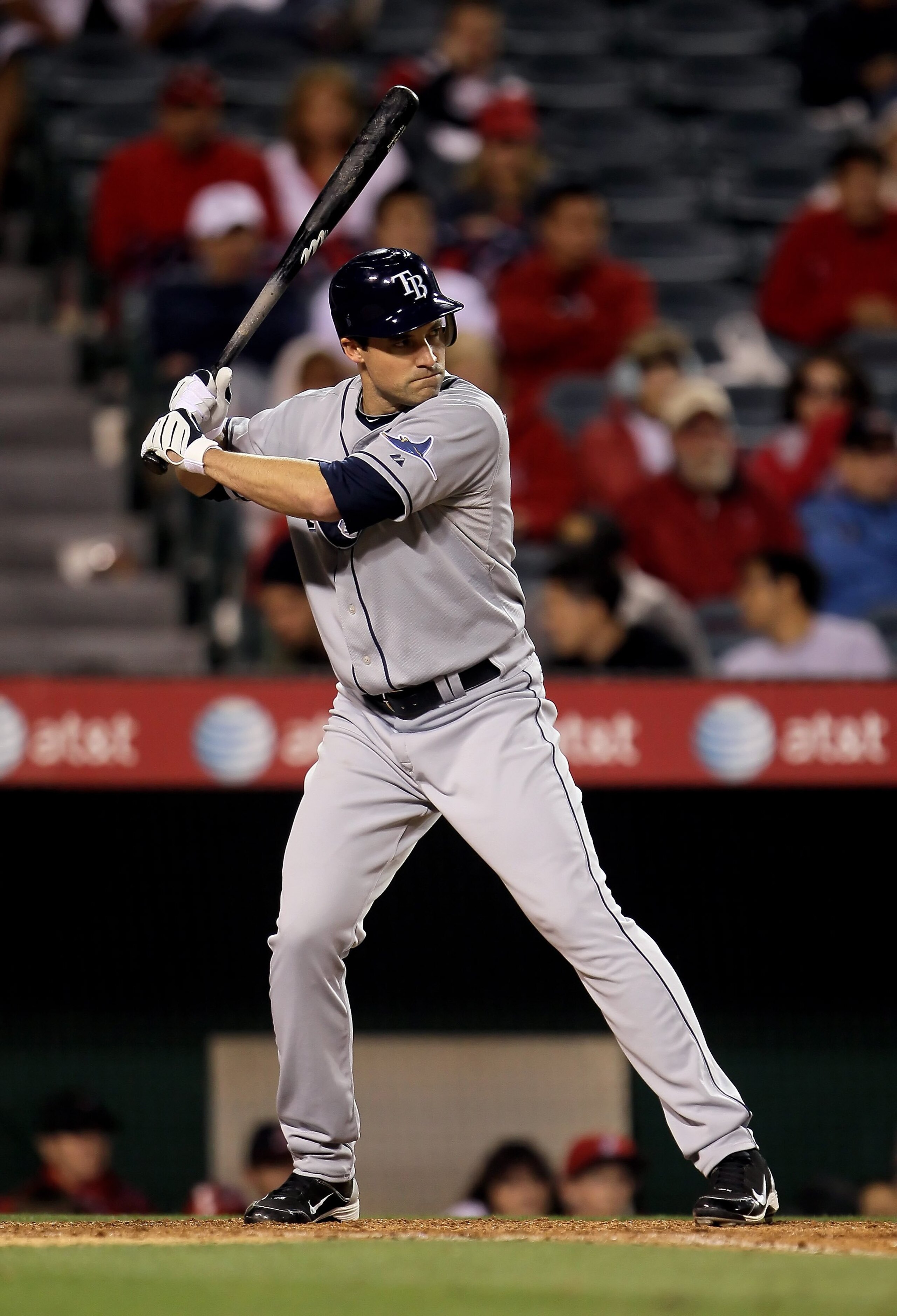 ANAHEIM, CA - MAY 10:  Pat Burrell #5 of the Tampa Bay Rays bats against the Los Angeles Angels of Anaheim at Angel Stadium on May 10, 2010 in Anaheim, California.  (Photo by Jeff Gross/Getty Images)