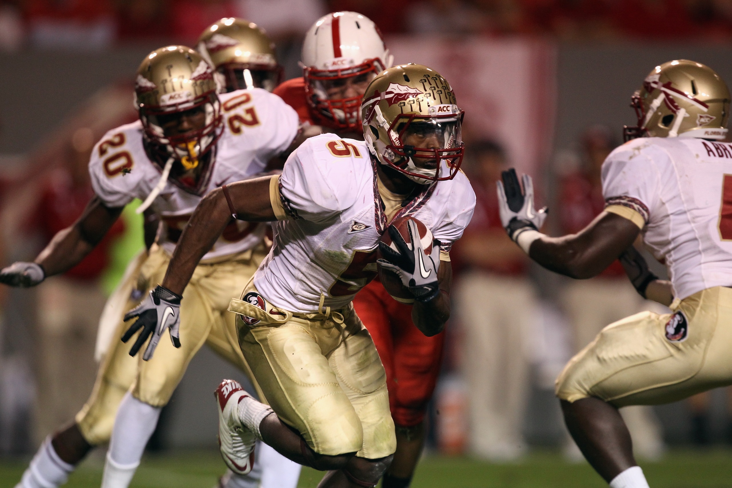RALEIGH, NC - OCTOBER 28:  Greg Reid #5 of the Florida State Seminoles against the North Carolina State Wolfpack during their game at Carter-Finley Stadium on October 28, 2010 in Raleigh, North Carolina.  (Photo by Streeter Lecka/Getty Images)
