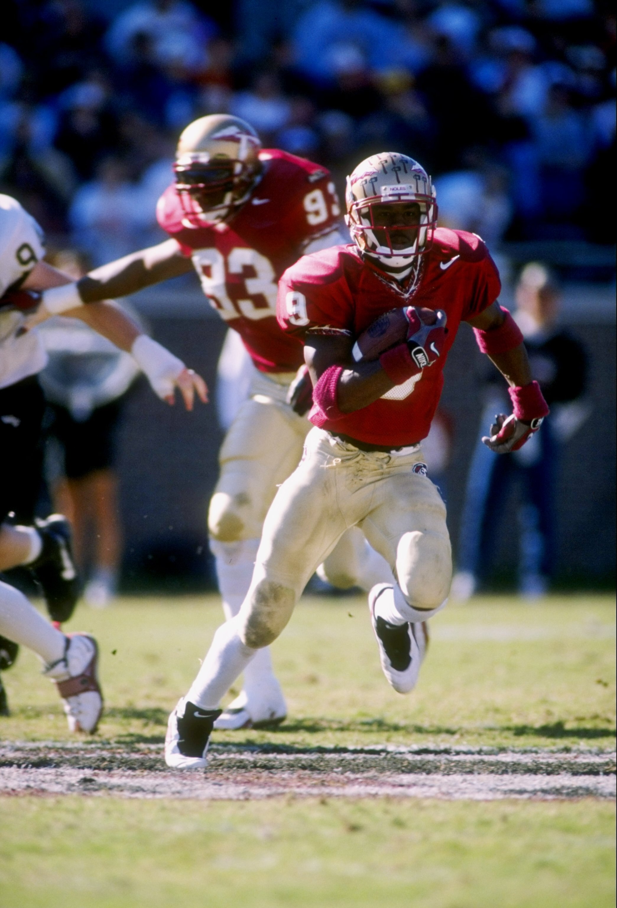 15 Nov 1997: Peter Warrick #9 of Florida State carries the football during the Seminoles 58-7 win over Wake Forest at Doak Campbell Stadium in Tallahassee, Florida.