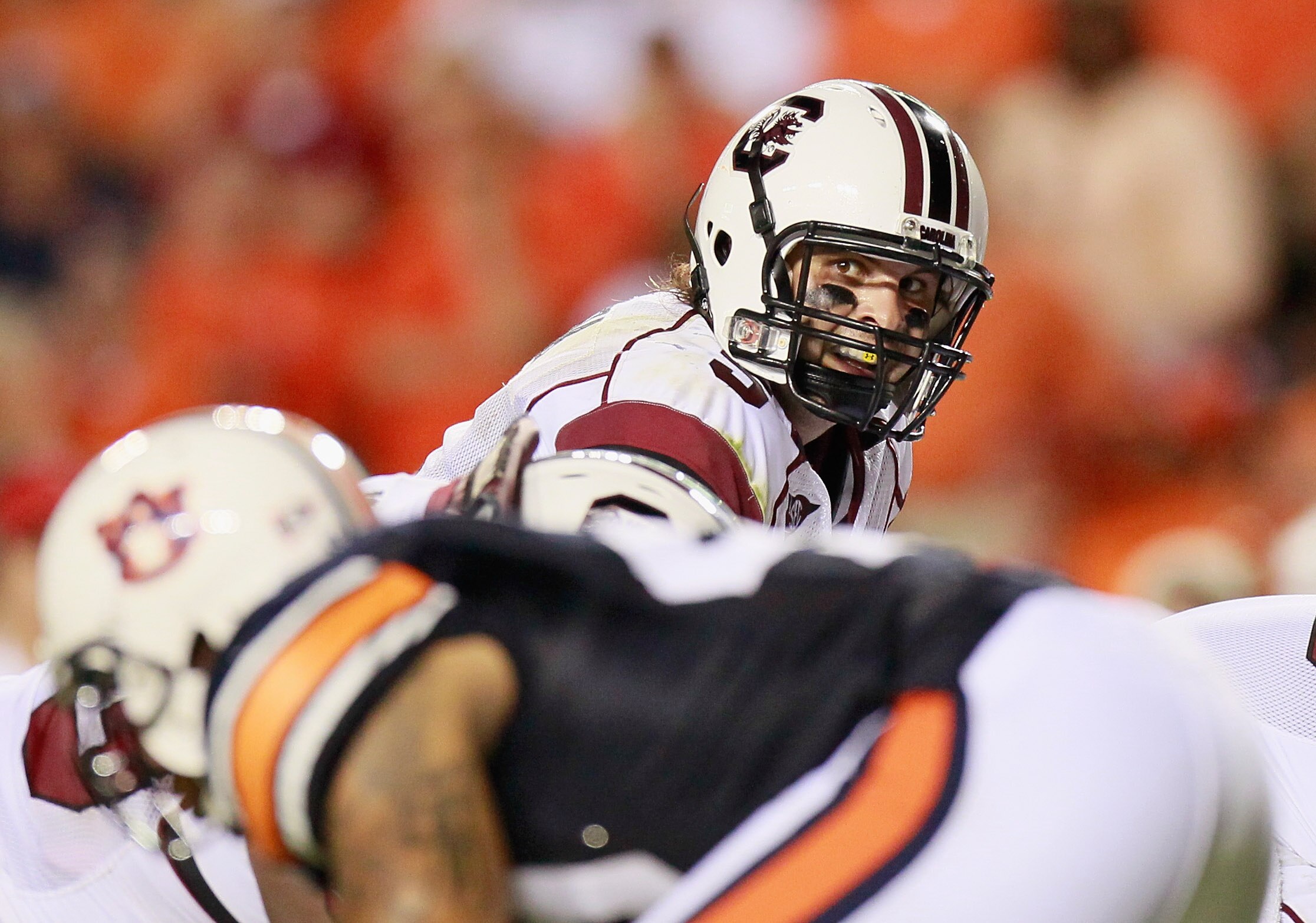 AUBURN, AL - SEPTEMBER 25:  Quarterback Stephen Garcia #5 of the South Carolina Gamecocks against the Auburn Tigers at Jordan-Hare Stadium on September 25, 2010 in Auburn, Alabama.  (Photo by Kevin C. Cox/Getty Images)