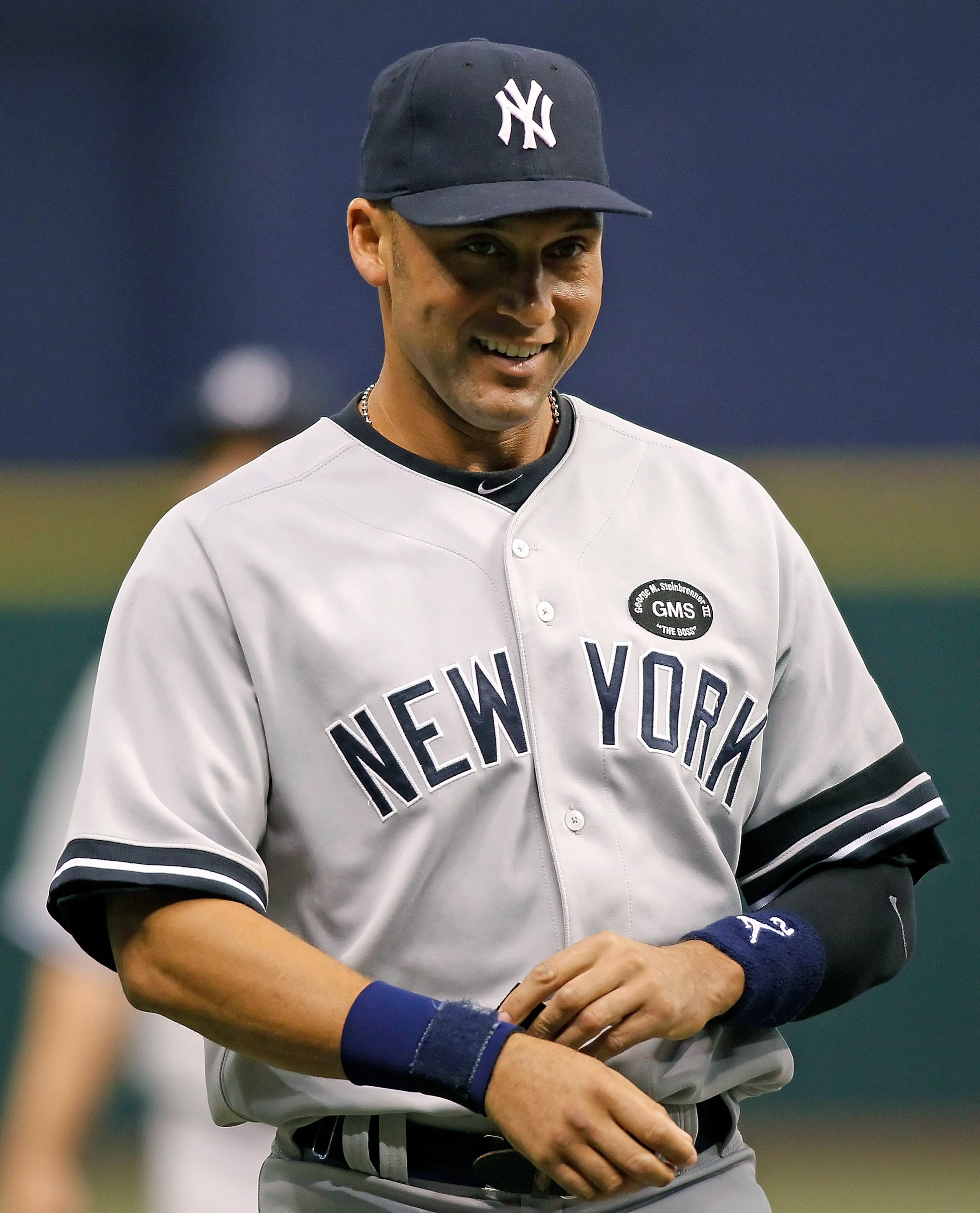 ST. PETERSBURG, FL - SEPTEMBER 14: Infielder Derek Jeter #2 of the New York Yankees warms up just prior to the start of the game against the Tampa Bay Rays at Tropicana Field on September 14, 2010 in St. Petersburg, Florida. (Photo by J. Meric/Getty Ima ST. PETERSBURG, FL - SEPTEMBER 14: Infielder Derek Jeter #2 of the New York Yankees warms up just prior to the start of the game against the Tampa Bay Rays at Tropicana Field on September 14, 2010 in St. Petersburg, Florida. (Photo by J. Meric/Getty Ima