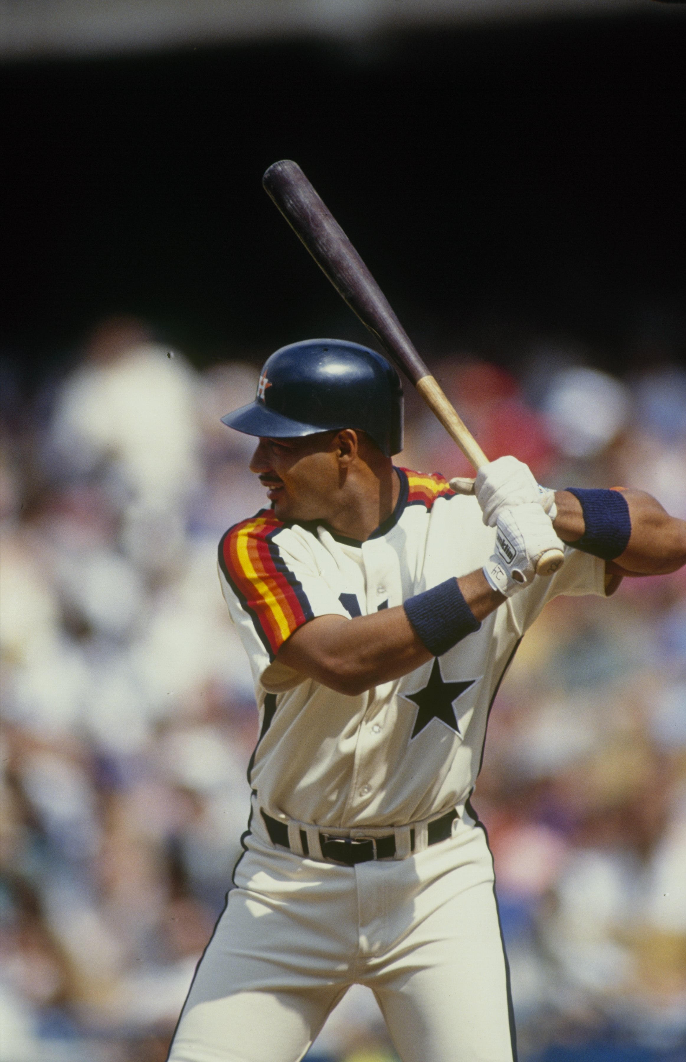 1990 - Franklin Stubbs #24 of the Houston Astros stands ready at bat during a 1990 season game. Franklin Stubbs played for the Astros in 1990. (Photo by: Getty Images)