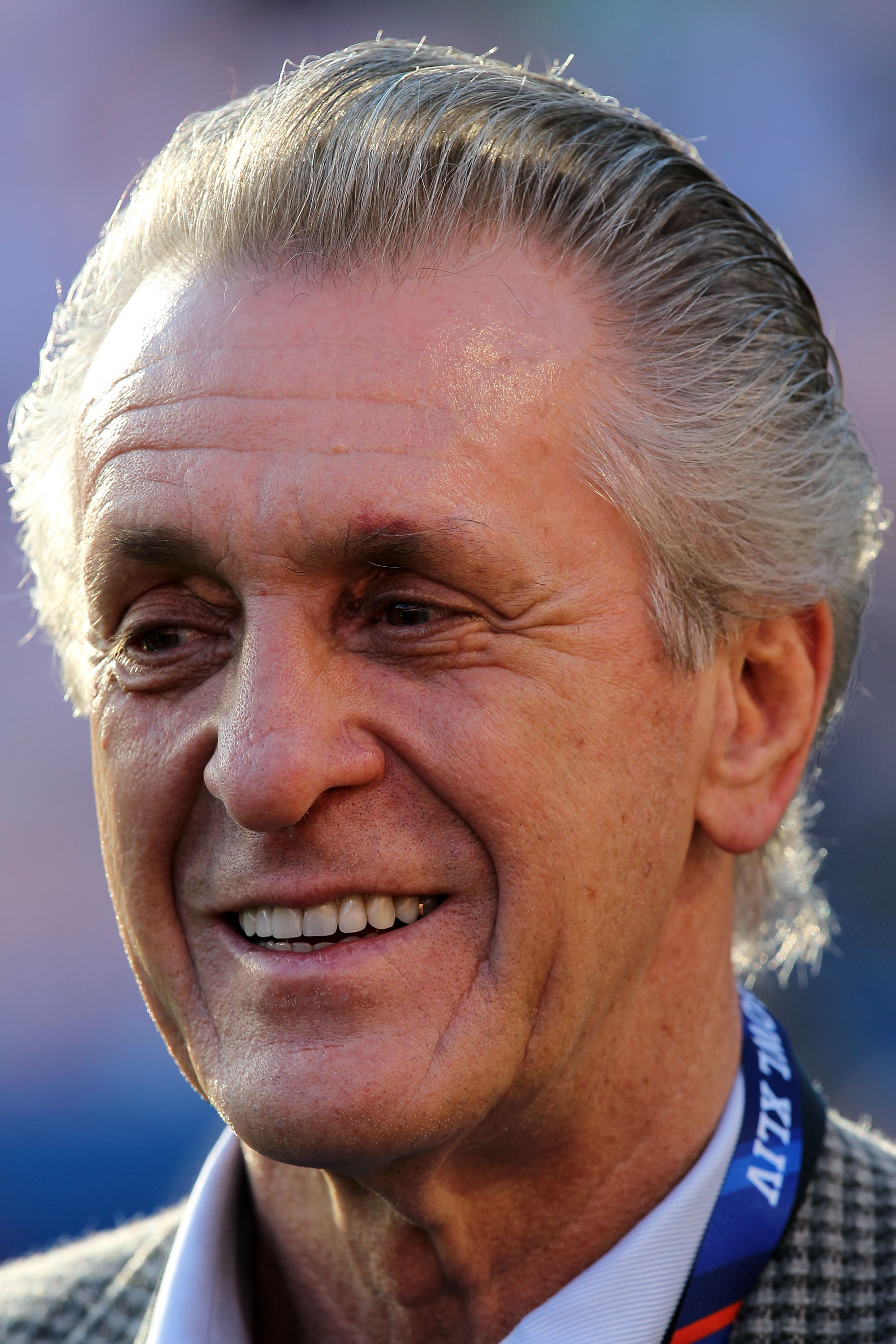 MIAMI GARDENS, FL - FEBRUARY 07:  Miami Heat Team President Pat Riley watches on the sideline prior to the start of Super Bowl XLIV between the Indianapolis Colts and the New Orleans Saints on February 7, 2010 at Sun Life Stadium in Miami Gardens, Florida