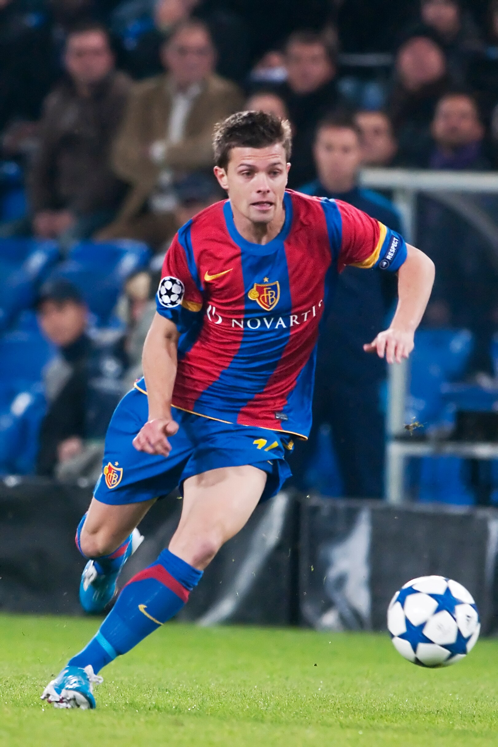BASEL, SWITZERLAND - NOVEMBER 03:  Valentin Stocker of FC Basel during the UEFA Champions League Group E match between FC Basel and AS Roma at St Jakob-Park Stadium on November 3, 2010 in Basel, Switzerland.  (Photo by Sebastien Bozon/EuroFootball/Getty I