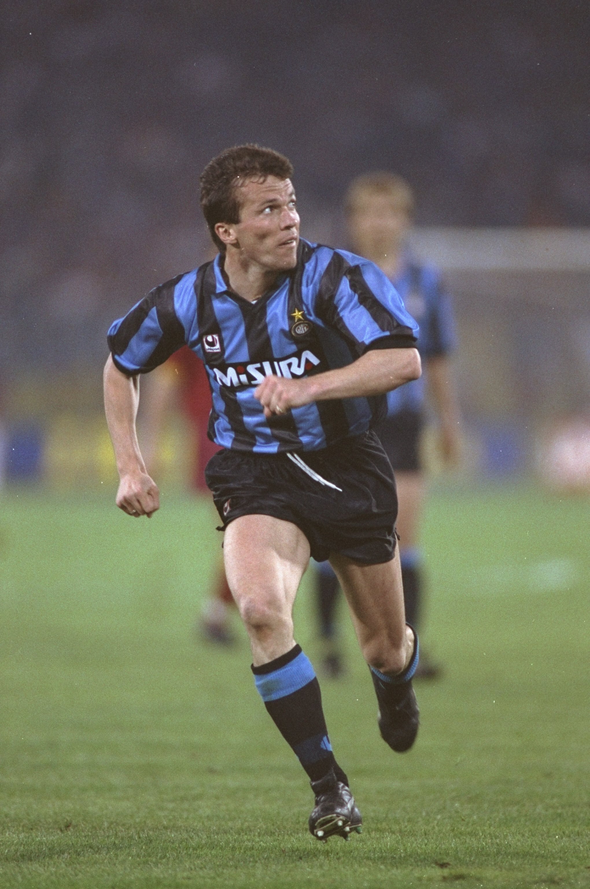 22 May 1991:  Lothar Matthaus of Inter Milan in action during the UEFA Cup final against AS Roma at the Olympic Stadium in Rome. Inter Milan won the match 2-1. \ Mandatory Credit: Shaun  Botterill/Allsport