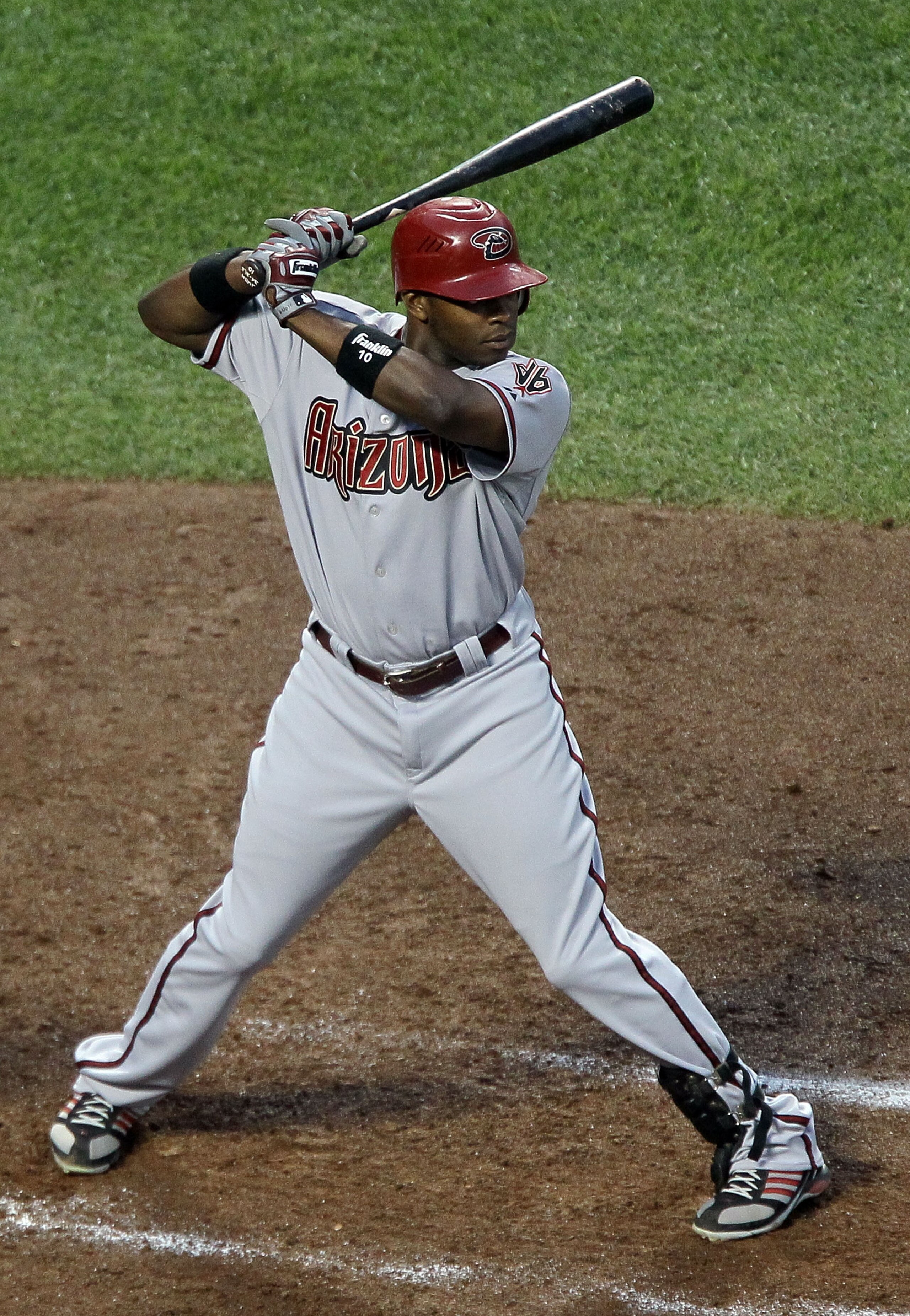 NEW YORK - JULY 31:  Justin Upton #10 of the Arizona Diamondbacks bats against the New York Mets on July 31, 2010 at Citi Field in the Flushing neighborhood of the Queens borough of New York City.  (Photo by Jim McIsaac/Getty Images)