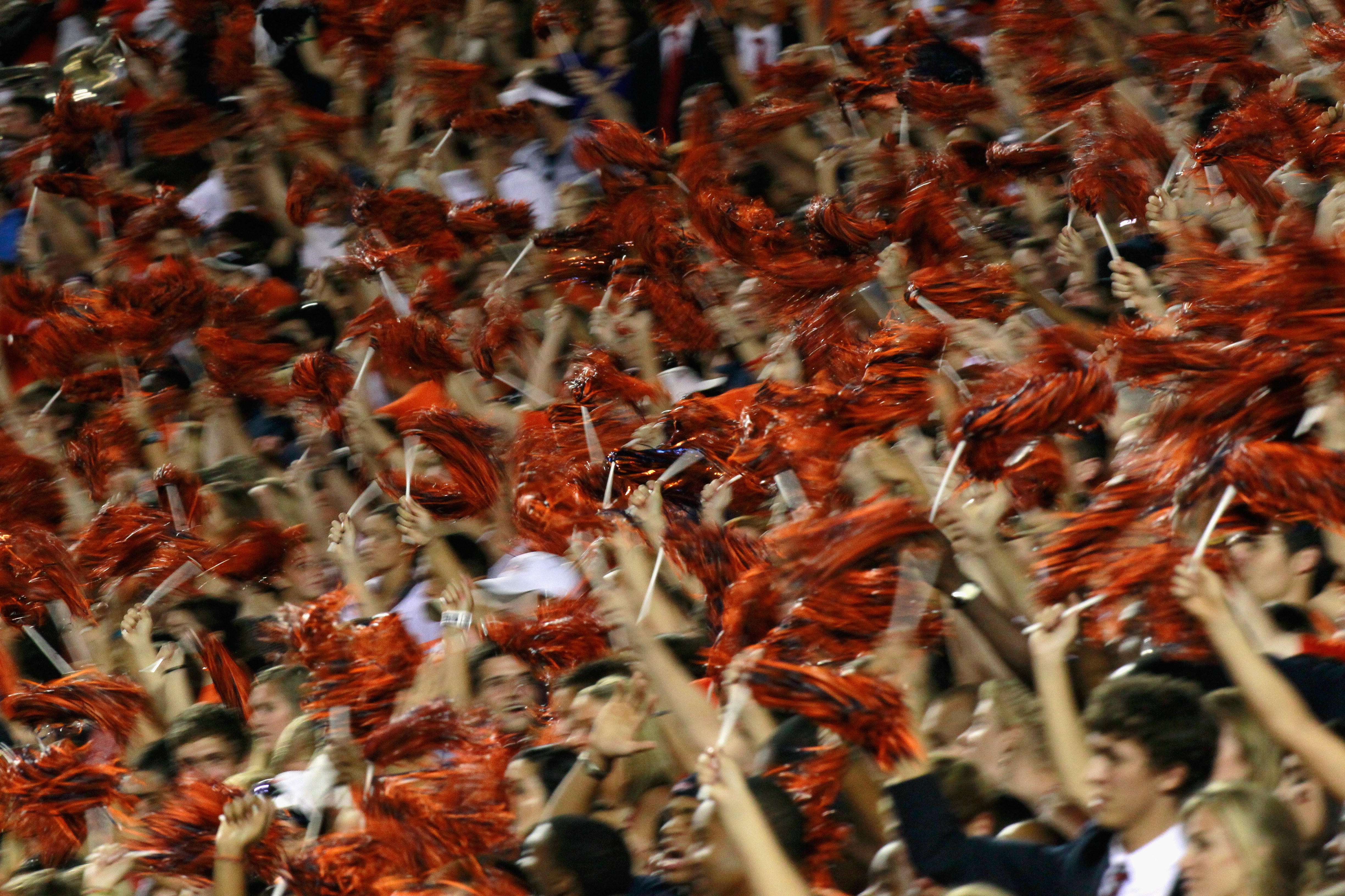 AUBURN, AL - SEPTEMBER 25:  Fans of the Auburn Tigers cheer against the South Carolina Gamecocks at Jordan-Hare Stadium on September 25, 2010 in Auburn, Alabama.  (Photo by Kevin C. Cox/Getty Images)