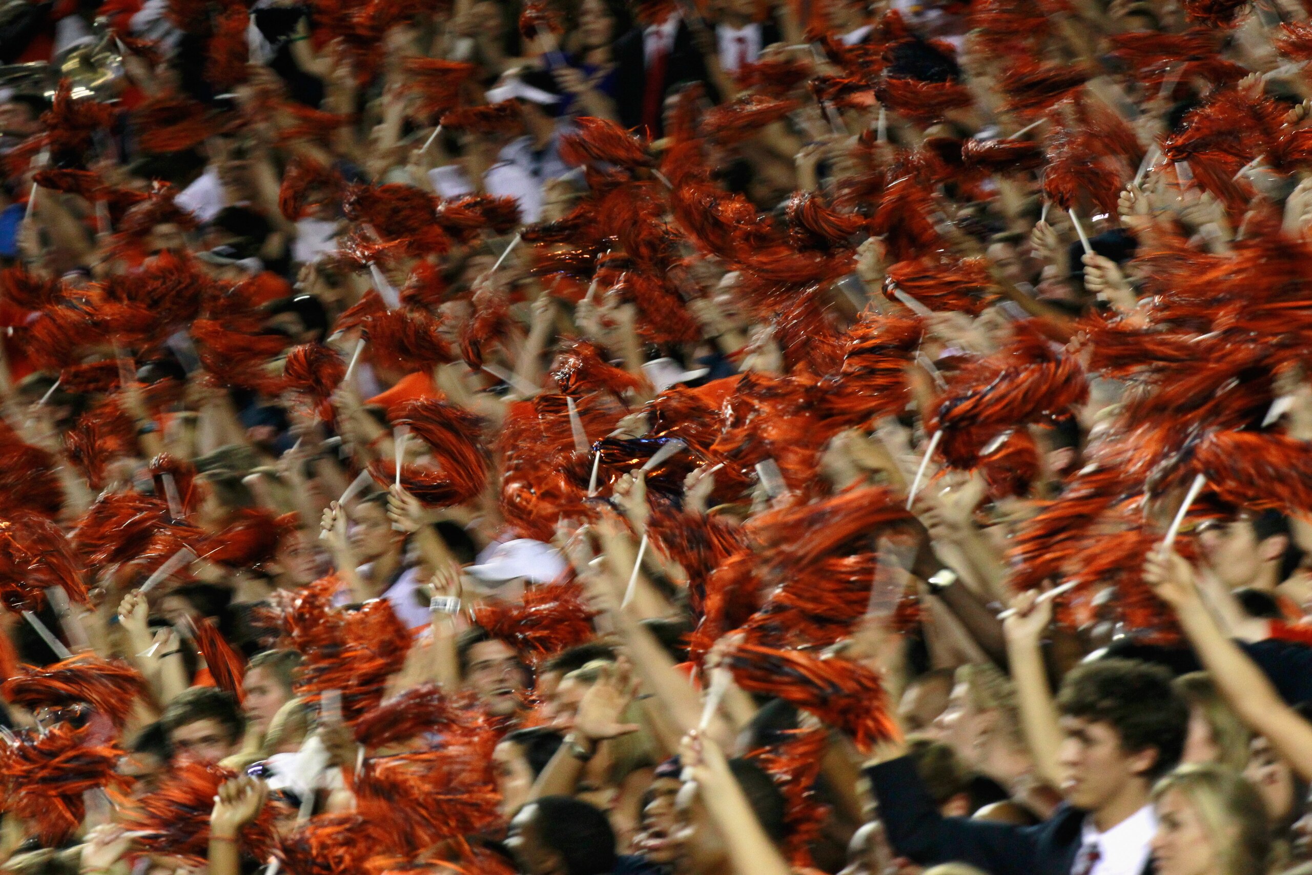 AUBURN, AL - SEPTEMBER 25:  Fans of the Auburn Tigers cheer against the South Carolina Gamecocks at Jordan-Hare Stadium on September 25, 2010 in Auburn, Alabama.  (Photo by Kevin C. Cox/Getty Images)